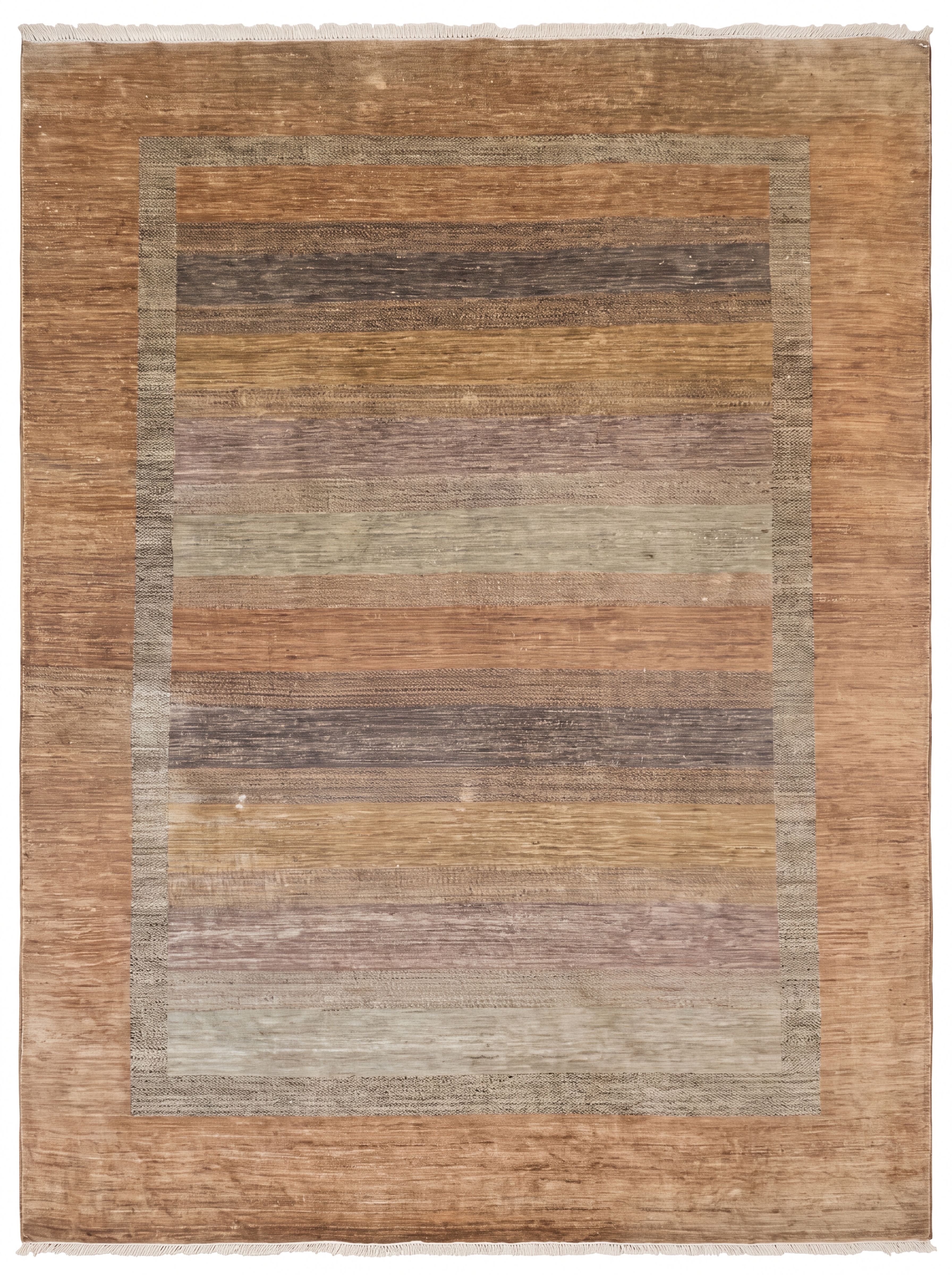 Loribaft Gradient Stripe Warm Sand, Shiraz / Fars Province, Iran modern rug, in warm sand, Wool, 244 × 335 cm (8'0" × 11'0"), Nasim Carpets Malaysia — view 1