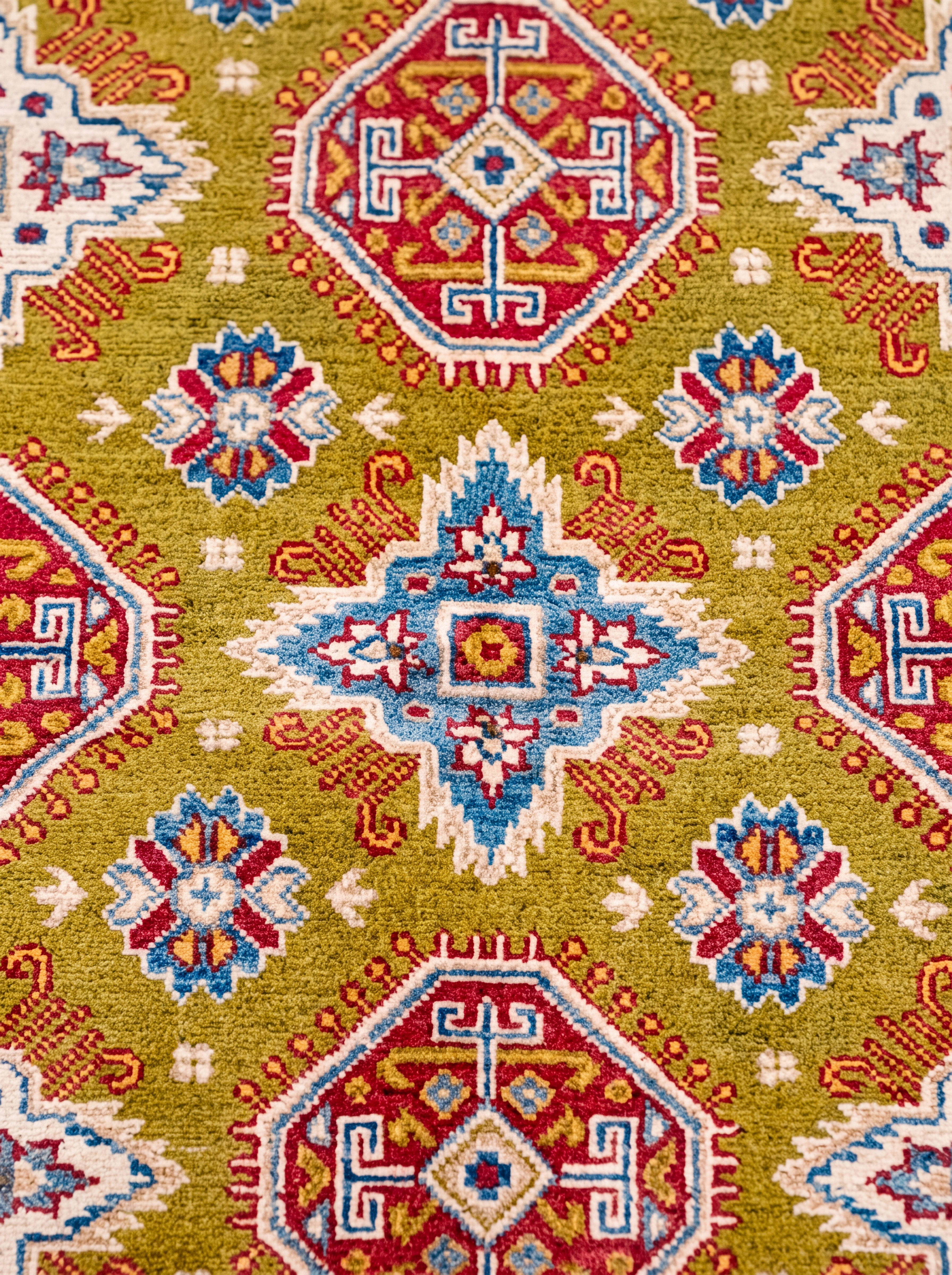 Kazakh Geometric Medallion Olive, Kazakhstan tribal rug, in olive green, Wool, 151 × 206 cm (4'11" × 6'9"), Nasim Carpets Malaysia — view 3