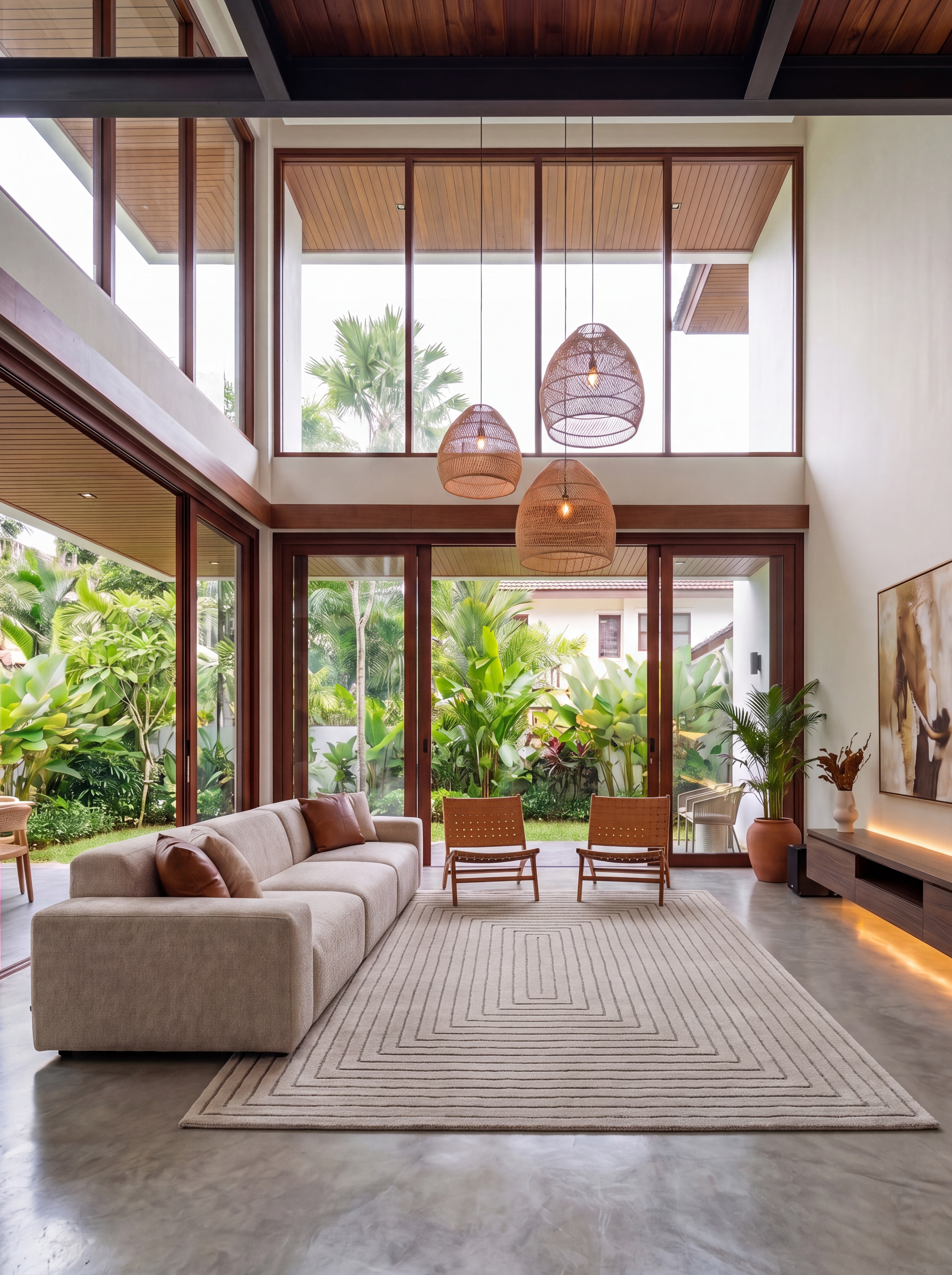 Contemporary Linear Concentric Cream, Contemporary International — likely India (Jaipur/Bhadohi production centre) modern rug, in warm ivory cream, Wool, 244 × 305 cm (8'0" × 10'0"), Nasim Carpets Malaysia — view 2