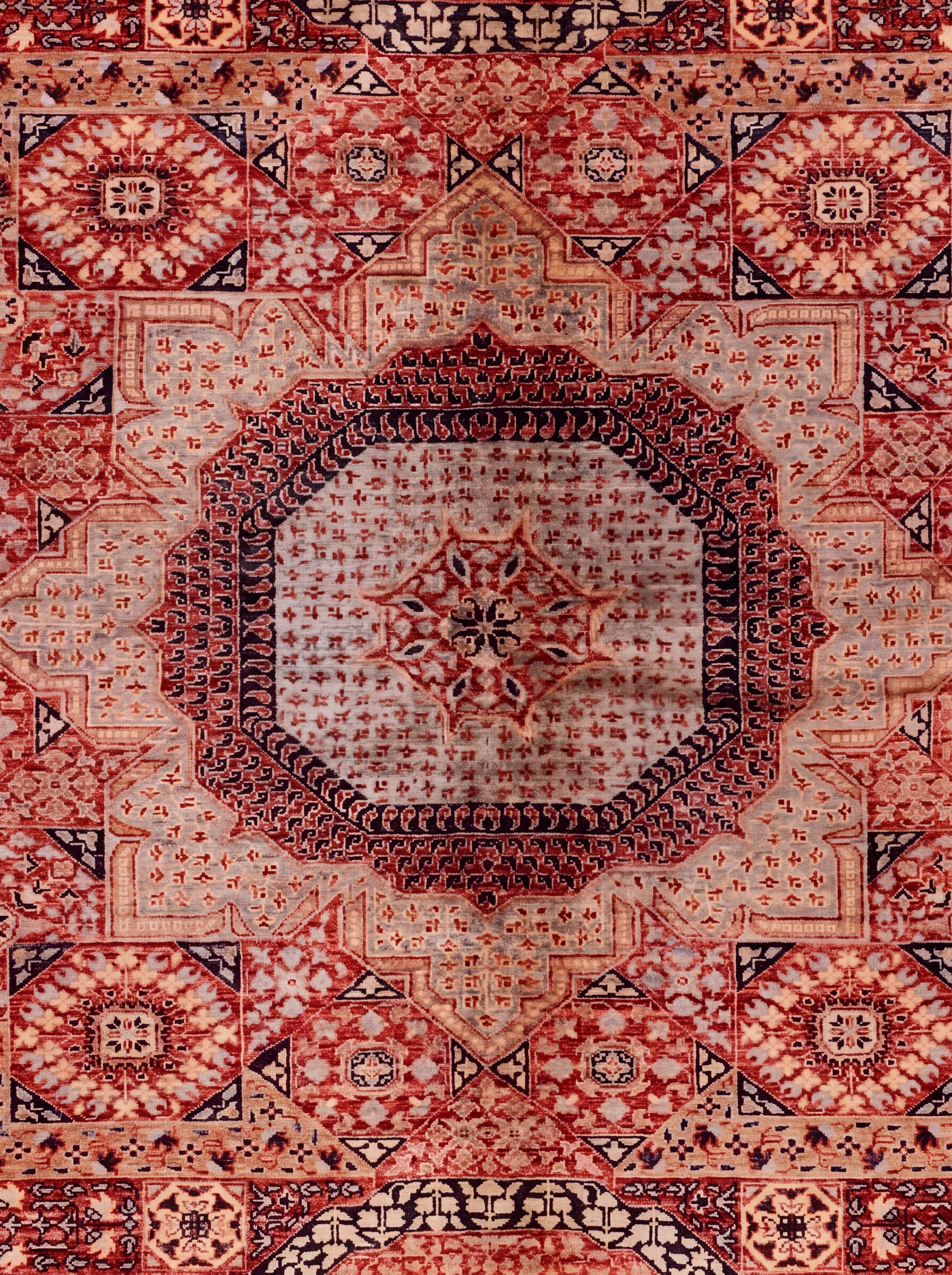 Mamluk Compartmental Rust Red, Afghan Mamluk Revival, Afghanistan tribal rug, in madder rust red, Wool, 363 × 280 cm (11'11" × 9'2"), Nasim Carpets Malaysia — view 3