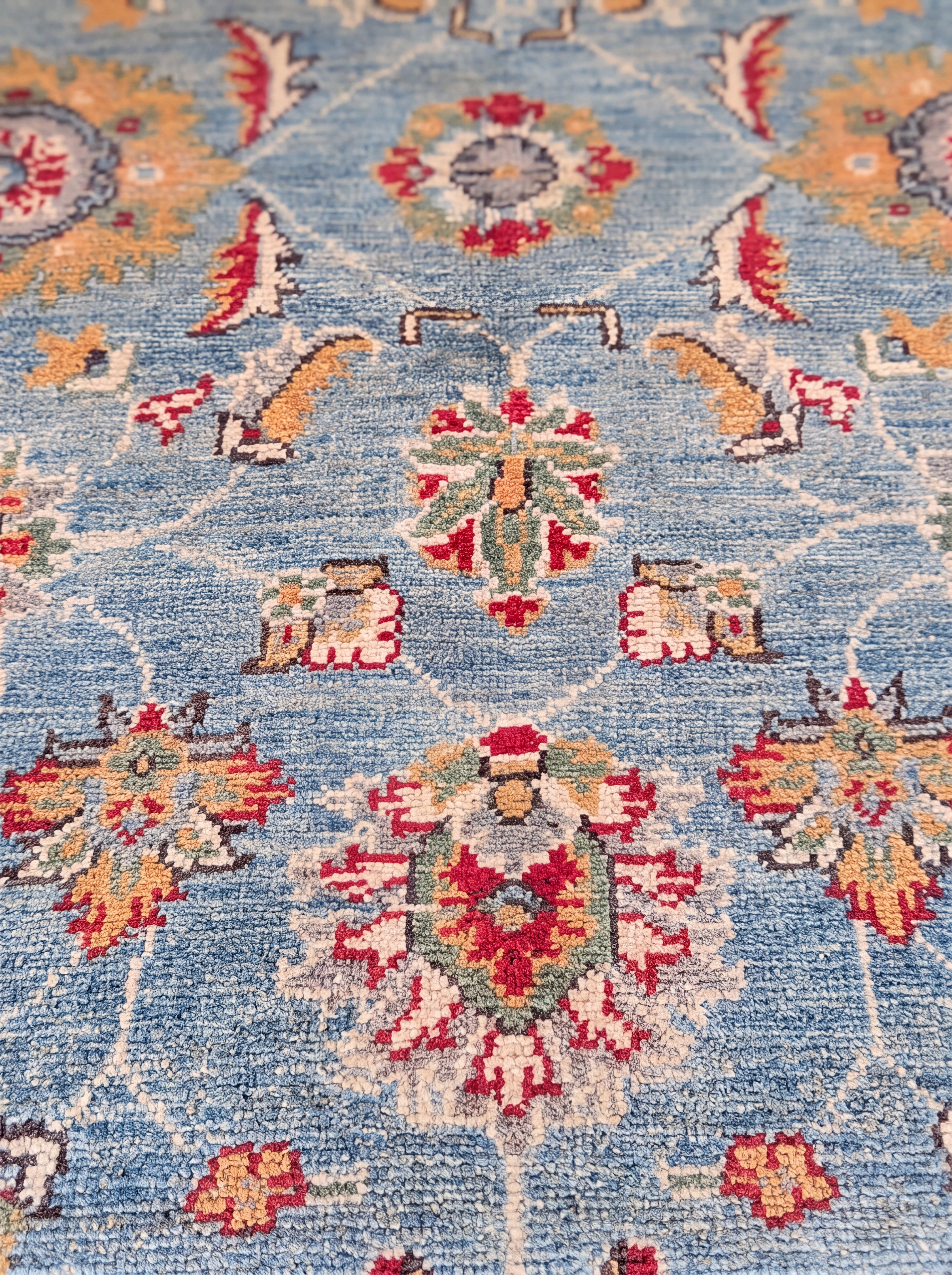Chobi Ziegler Floral Sky Blue, Peshawar, Pakistan (Chobi Ziegler tradition) tribal rug, in sky blue, Wool, 152 × 207 cm (5'0" × 6'9"), Nasim Carpets Malaysia — view 3