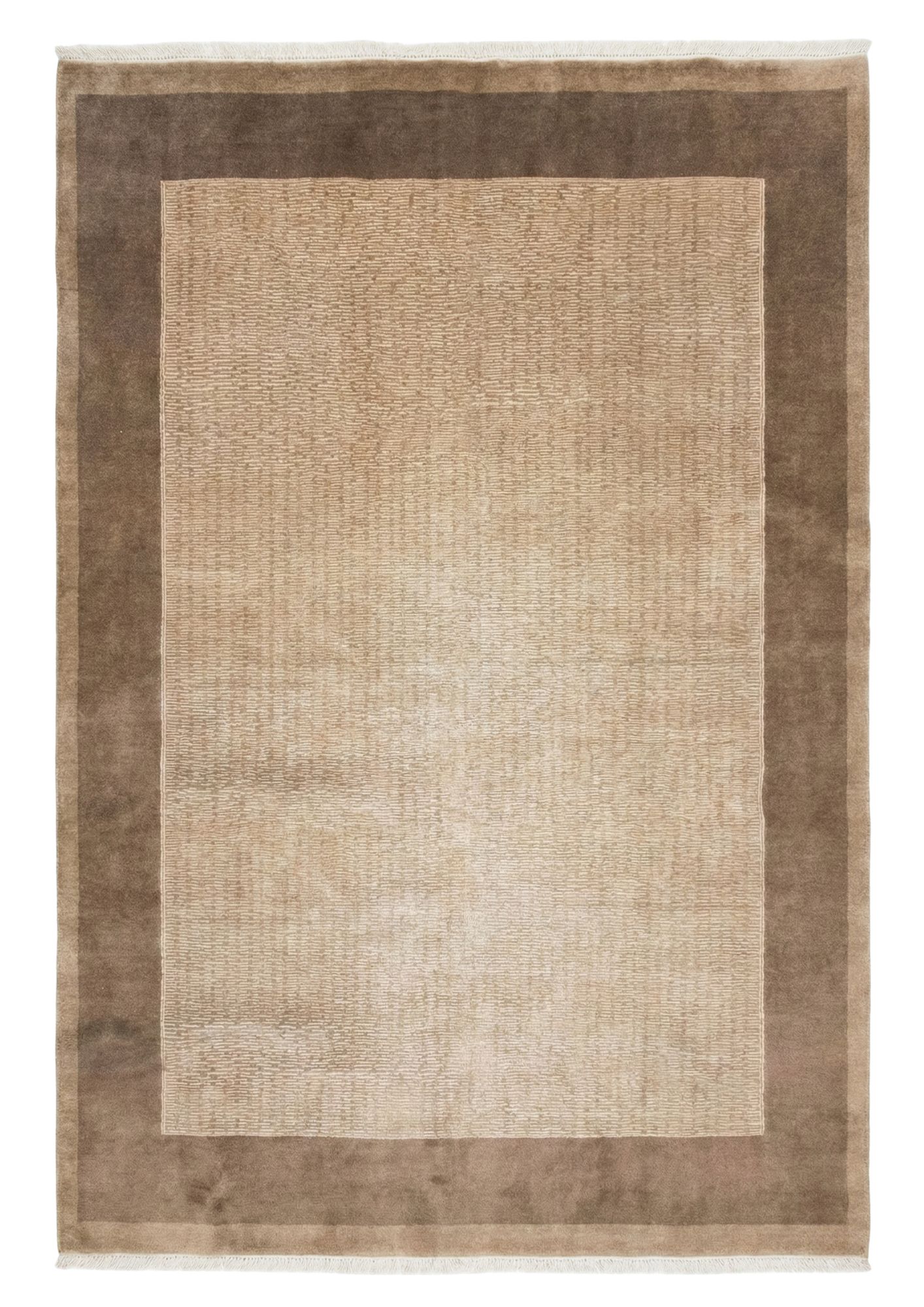 Classic Frame Design Rug, in brown, Wool, 121 × 182 cm (4'0" × 6'0"), Nasim Carpets Malaysia — view 1