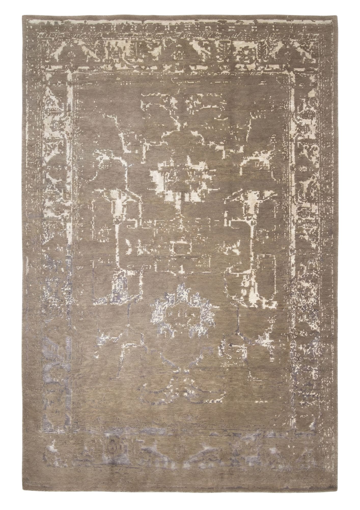 Modern Distressed Grey Rug, in grey, Wool, 121 × 182 cm (4'0" × 6'0"), Nasim Carpets Malaysia — view 1