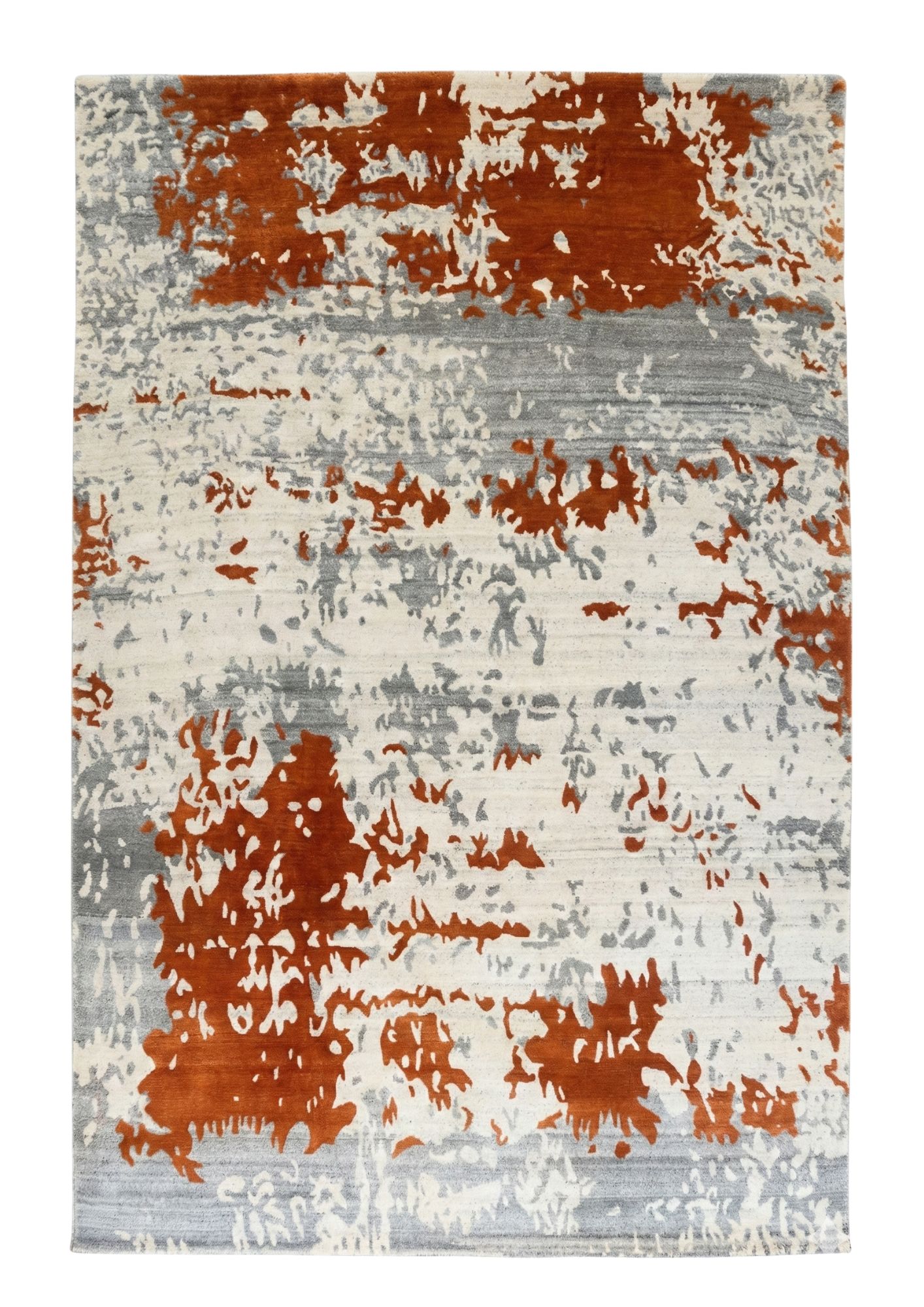 Modern Abstract Rust Rug, in blue, Wool & Pure Silk, 1.8 × 2.7 m (5'11" × 8'10"), Nasim Carpets Malaysia — view 1