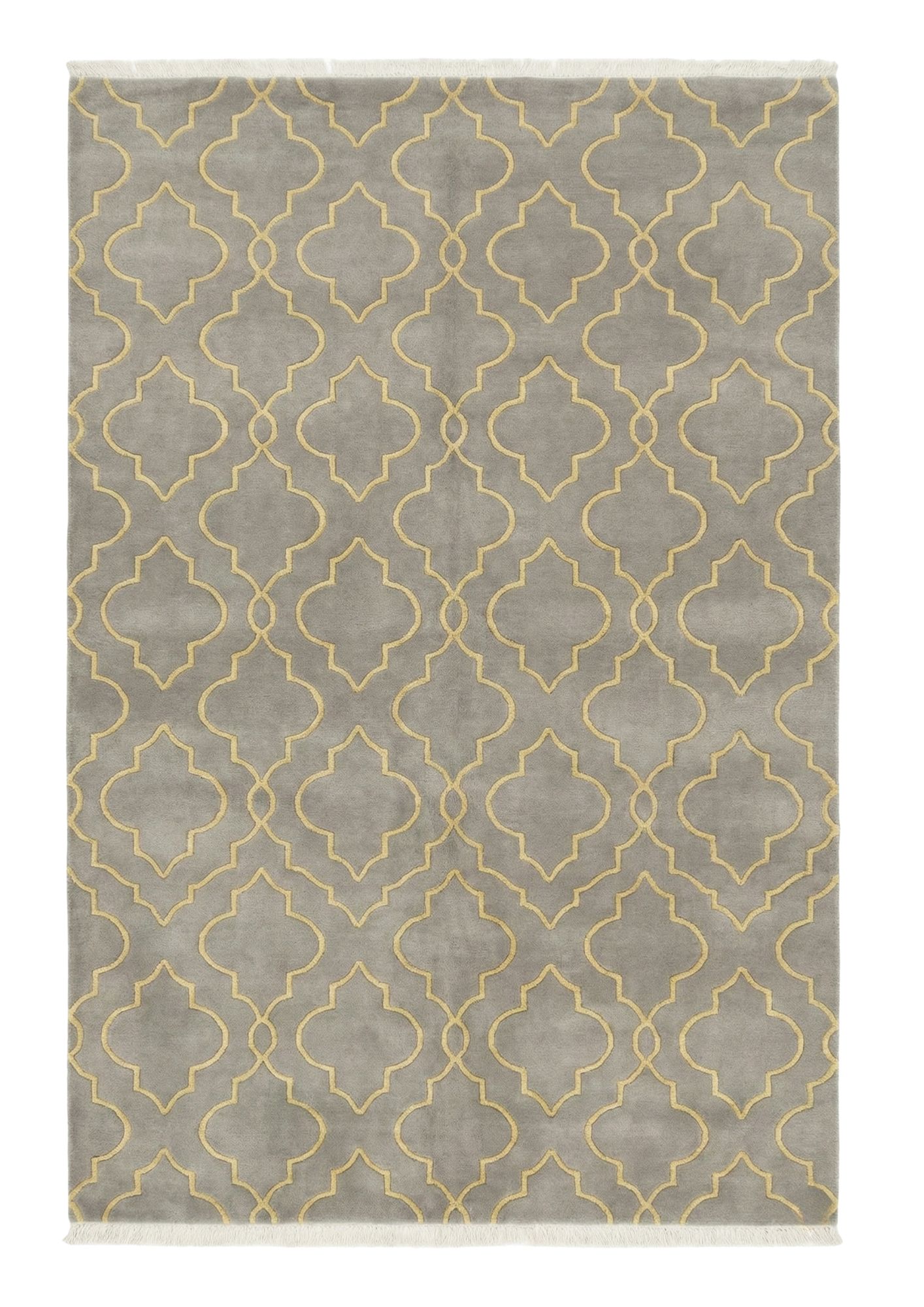 Geometric Moroccan Trellis Rug, in grey, Wool, 1.8 × 2.7 m (5'11" × 8'10"), Nasim Carpets Malaysia — view 1