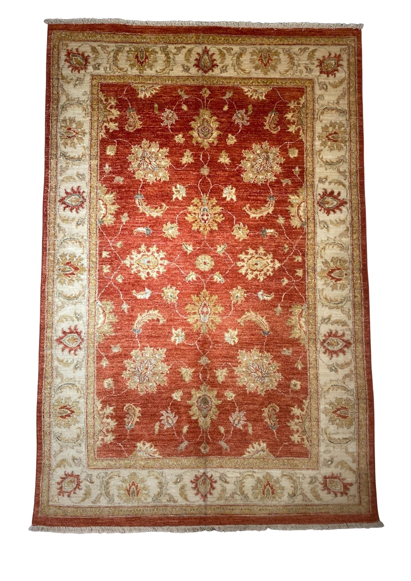 Chobi Ziegler Rust Floral , Pakistan persian rug, in red, Wool, 240 × 304 cm (7'10" × 10'0"), Nasim Carpets Malaysia — view 1