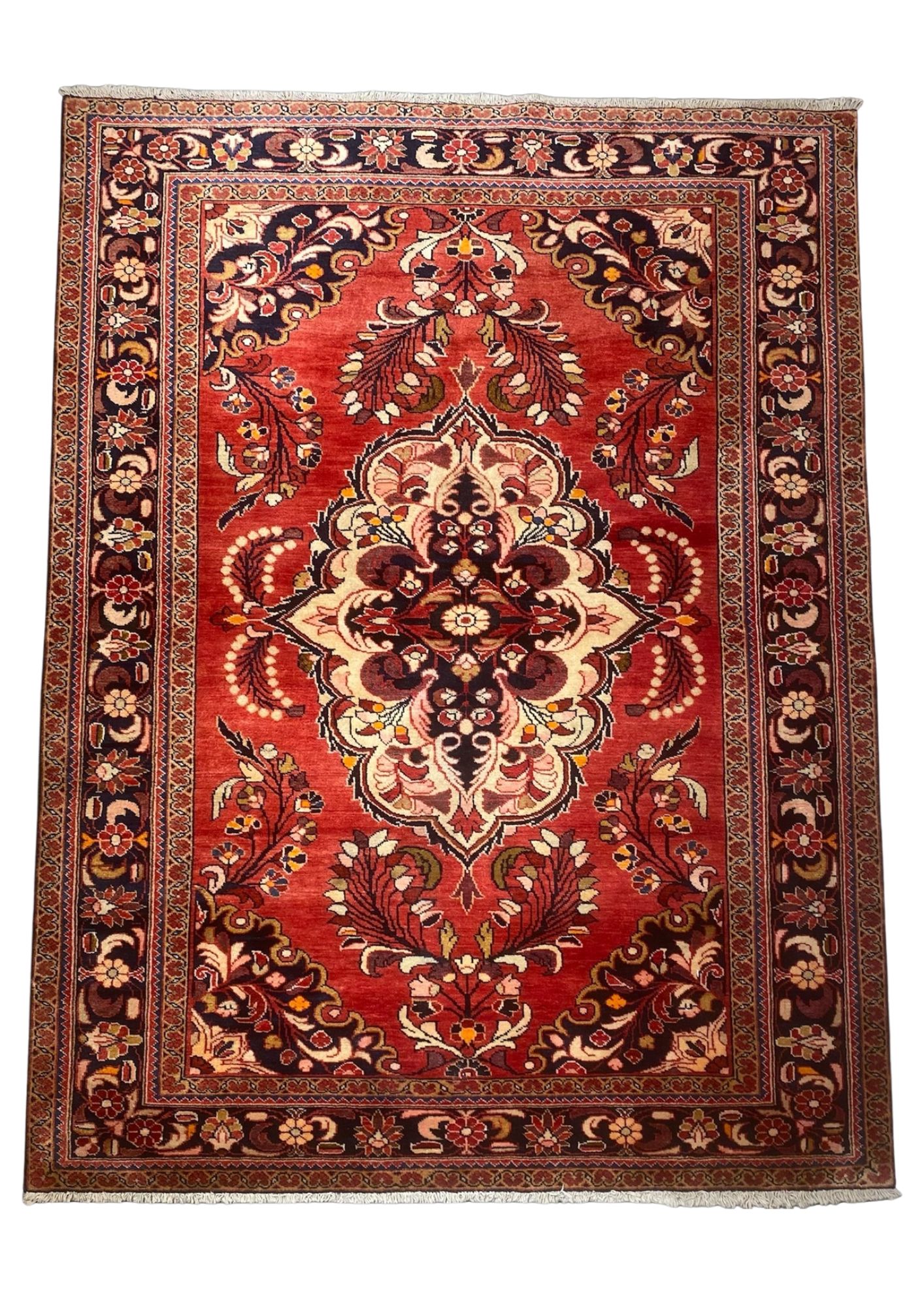 Bakhtiari Red Floral Medallion, in red, Wool, 2 × 3 m (6'7" × 9'10"), Nasim Carpets Malaysia — view 1