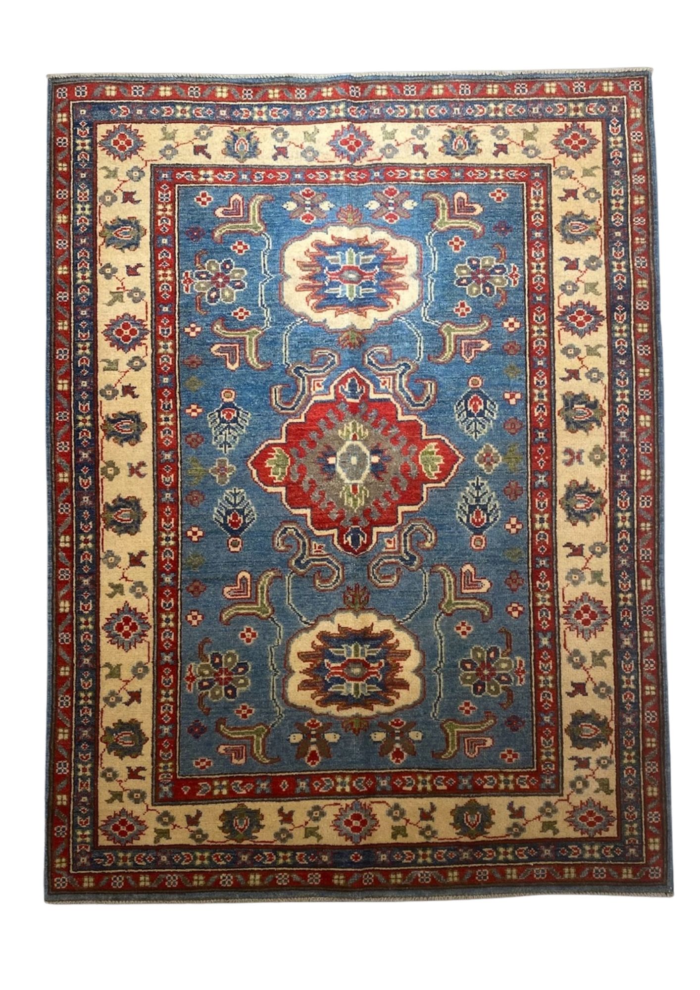 Caucasian Kazak Rug - Triple Medallion, in blue, Wool, 1.5 × 2.5 m (4'11" × 8'2"), Nasim Carpets Malaysia — view 1