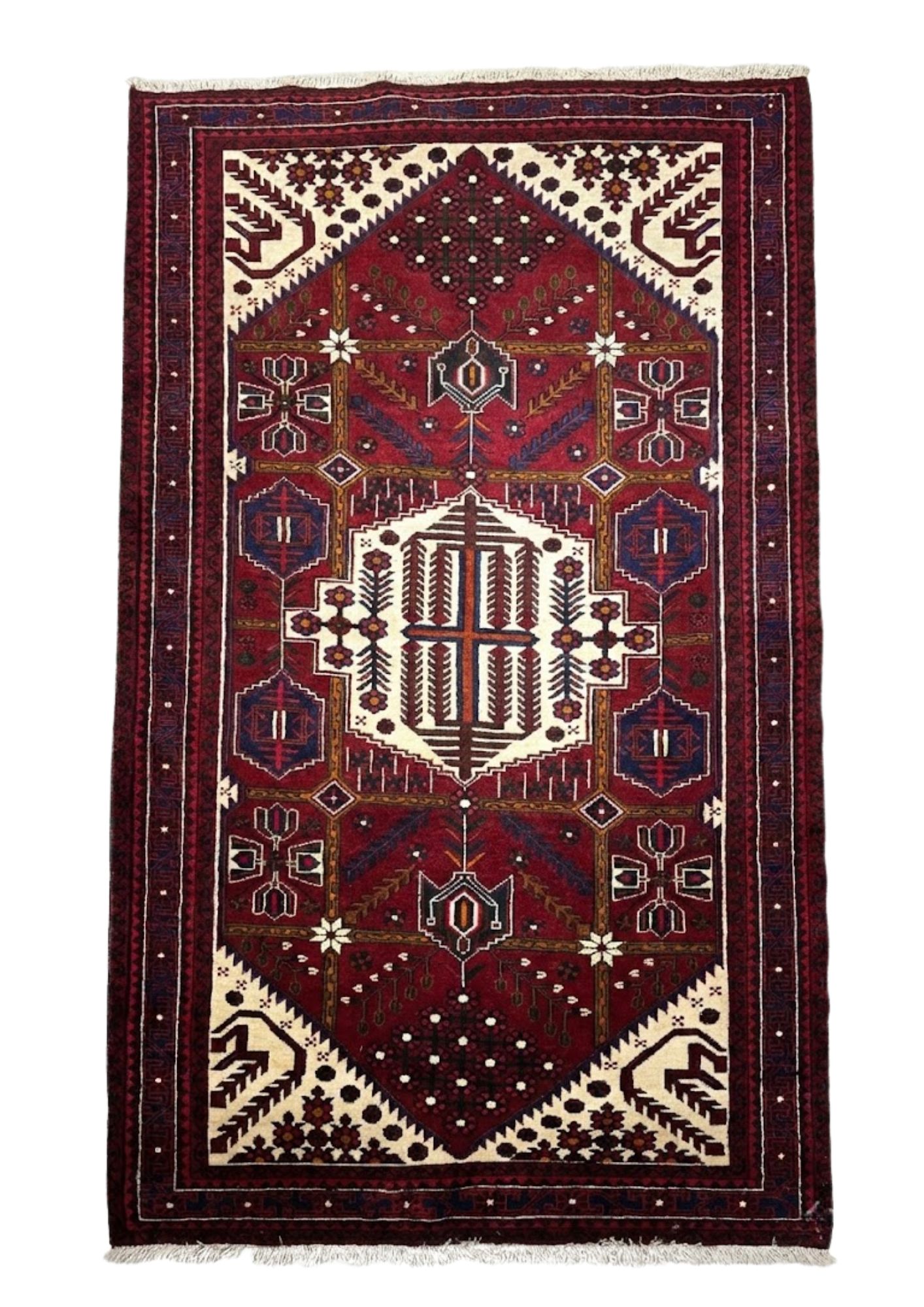 Qashqai Burgundy Medallion, in burgundy, Wool, 0.8 × 3 m (2'7" × 9'10"), Nasim Carpets Malaysia — view 1
