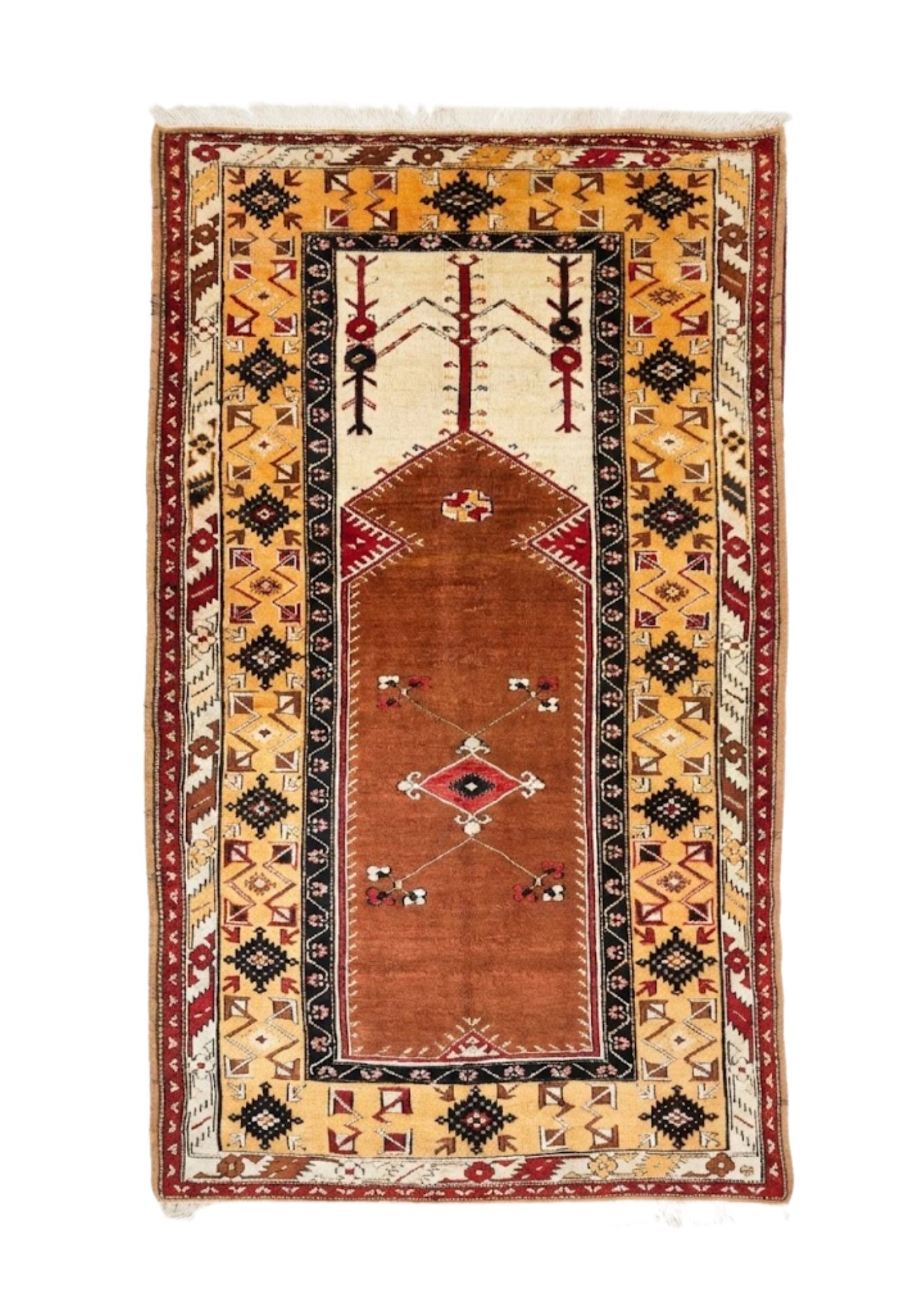 Anatolian Mihrab Tree Of Life, in terracotta, Wool, 1.2 × 1.8 m (3'11" × 5'11"), Nasim Carpets Malaysia — view 1