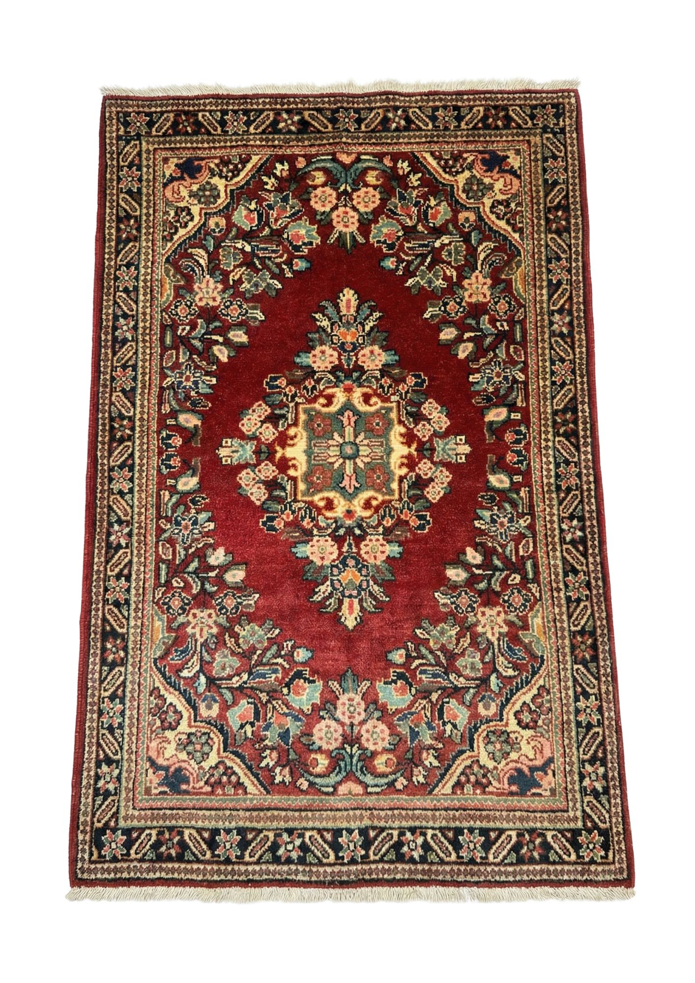 Sarouk Floral Medallion In Red, in red, Wool, 2 × 3 m (6'7" × 9'10"), Nasim Carpets Malaysia — view 1