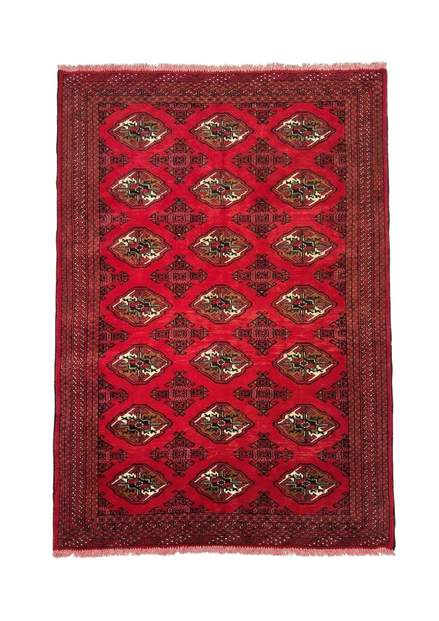 Turkmen Tekke Bokhara, Turkmen tribal rug, in red / burgundy, Wool, 122 × 183 cm (4'0" × 6'0"), Nasim Carpets Malaysia — view 1