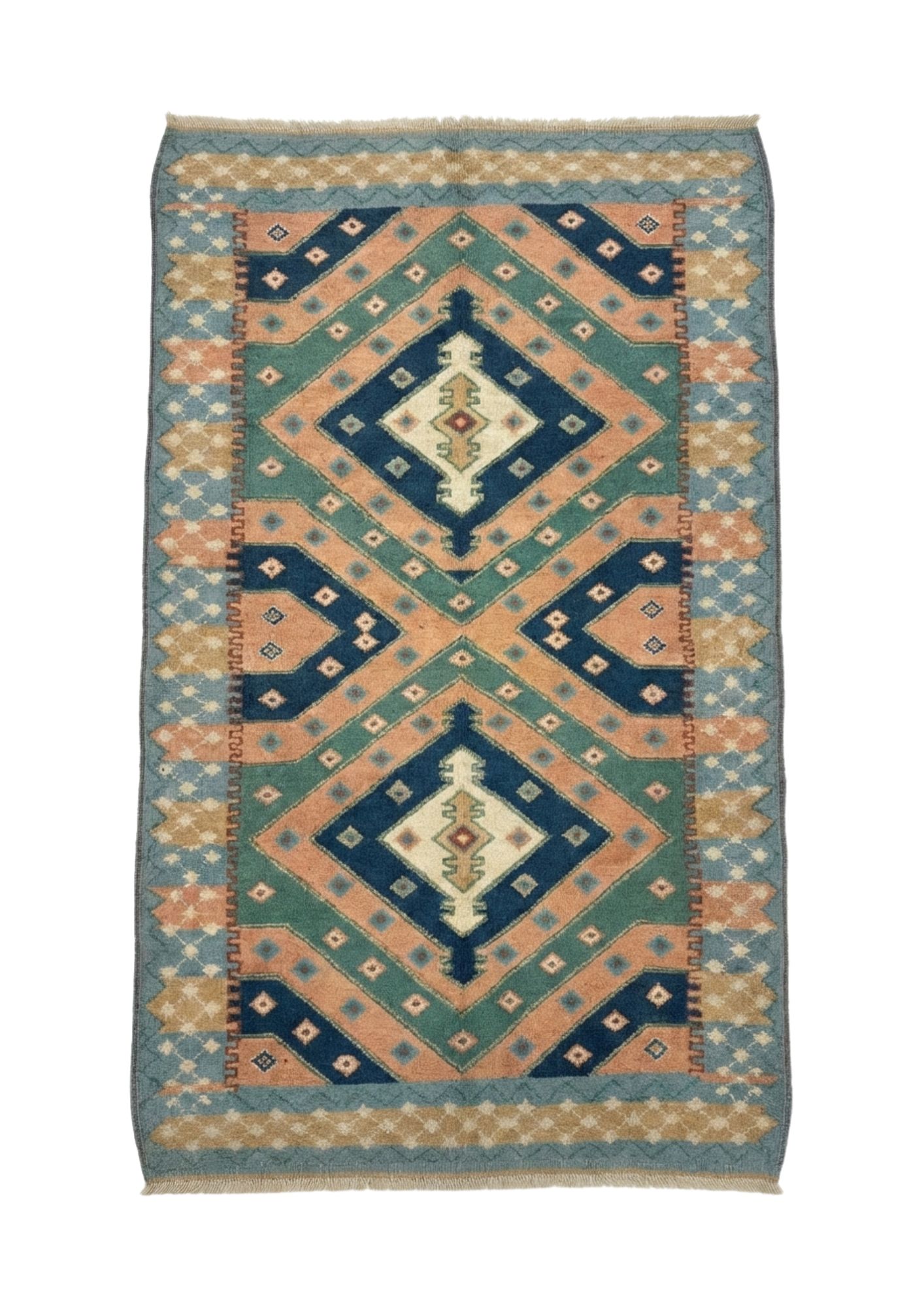 Vintage Turkish Yastik, Turkey tribal rug, in blue / navy, Wool, 152 × 243 cm (5'0" × 8'0"), Nasim Carpets Malaysia — view 1