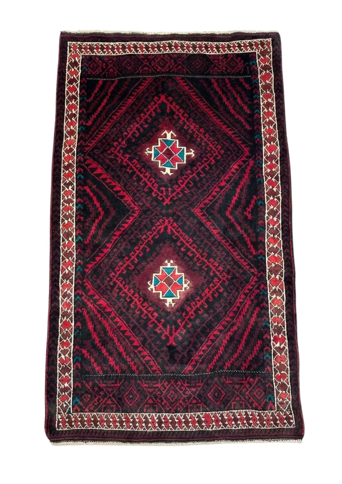 Afghan Balochi Diagonal Stripe, Iran tribal rug, in red / burgundy, Wool, 121 × 182 cm (4'0" × 6'0"), Nasim Carpets Malaysia — view 1