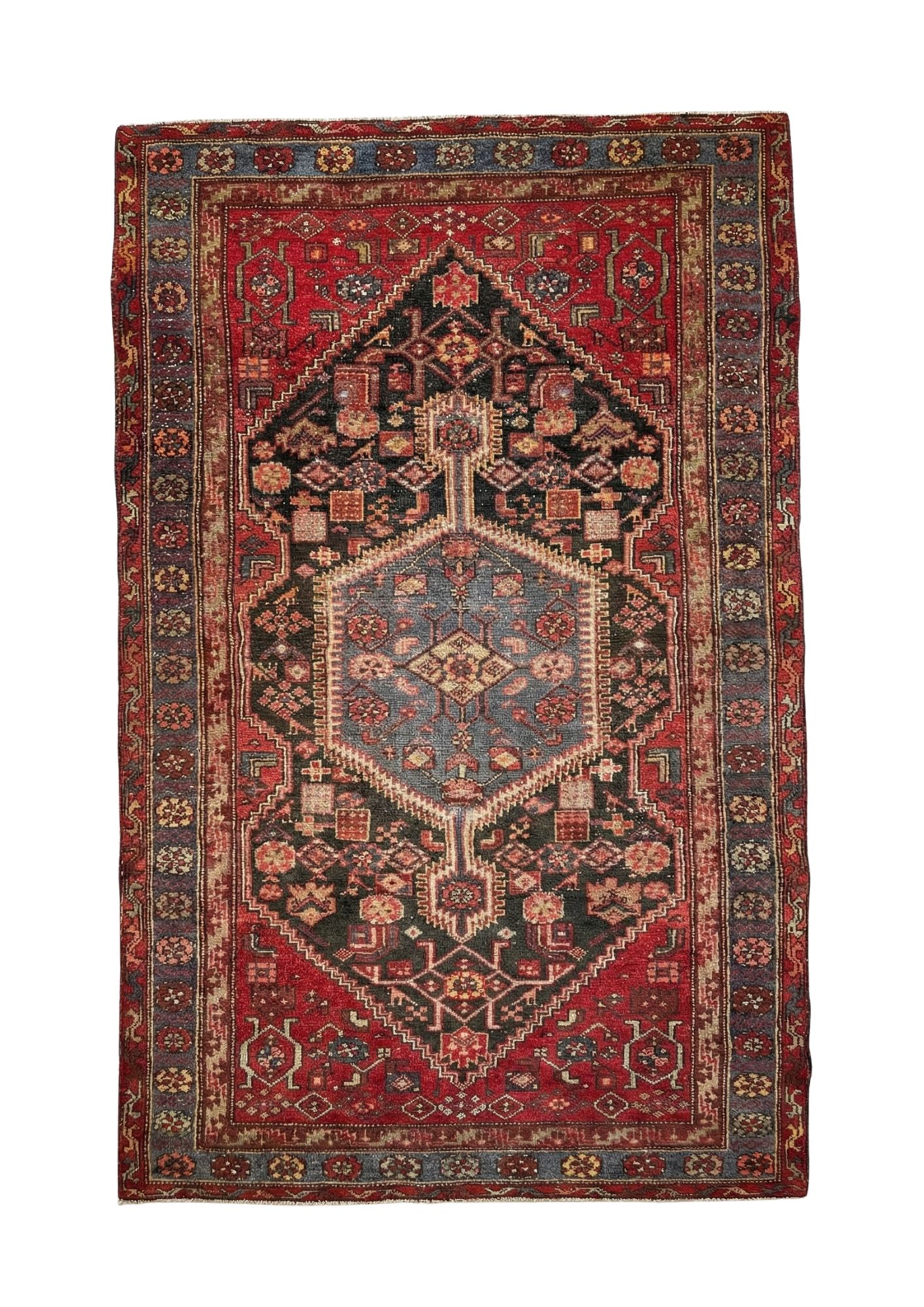 Vintage Zenjan (Hamadan) Tribal Medallion, tribal rug, 213 × 121 cm (7'0" × 4'0"), Wool