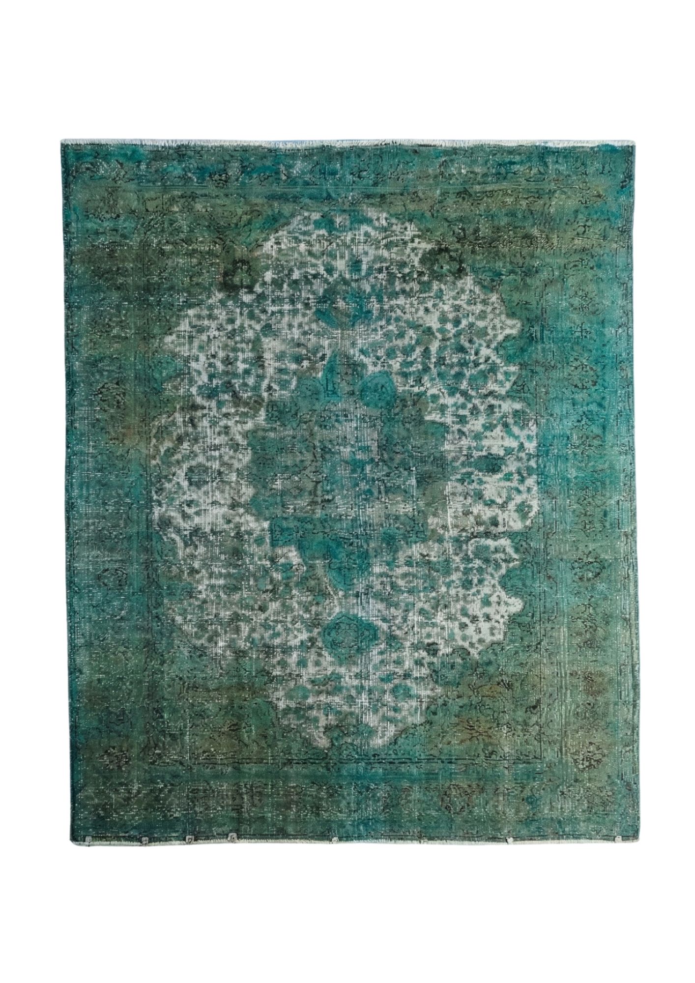 Antique Kirman Turquoise, Iran persian rug, in turquoise, Wool, 240 × 304 cm (7'10" × 10'0"), Nasim Carpets Malaysia — view 1
