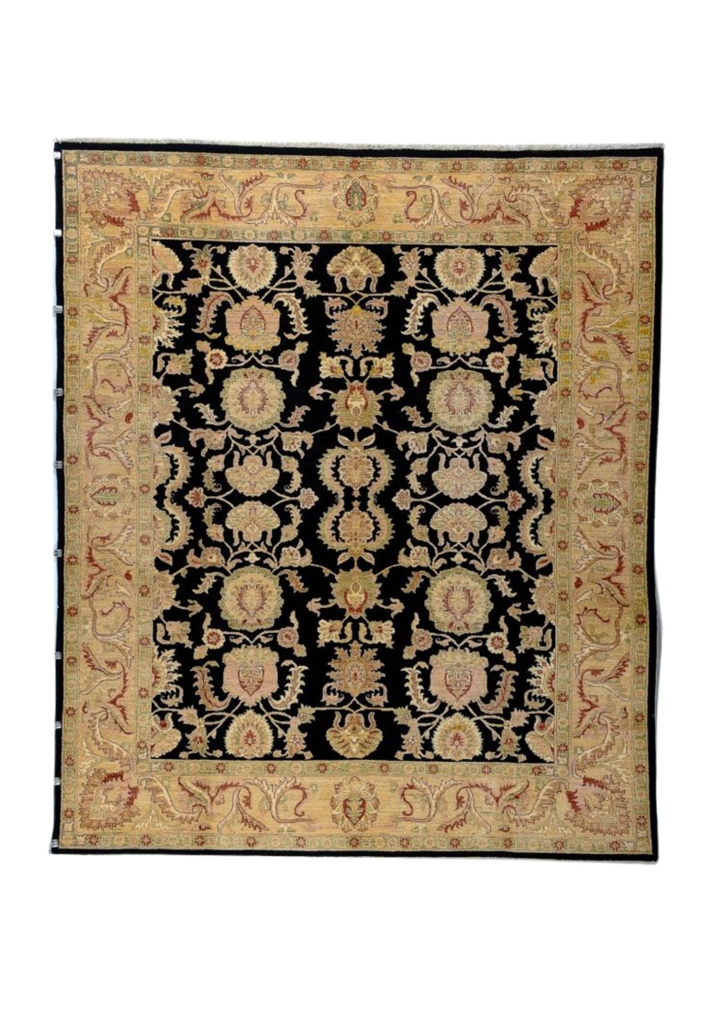 Chobi Ziegler Black & Gold, Pakistan persian rug, in black, Wool, 243 × 304 cm (8'0" × 10'0"), Nasim Carpets Malaysia — view 1