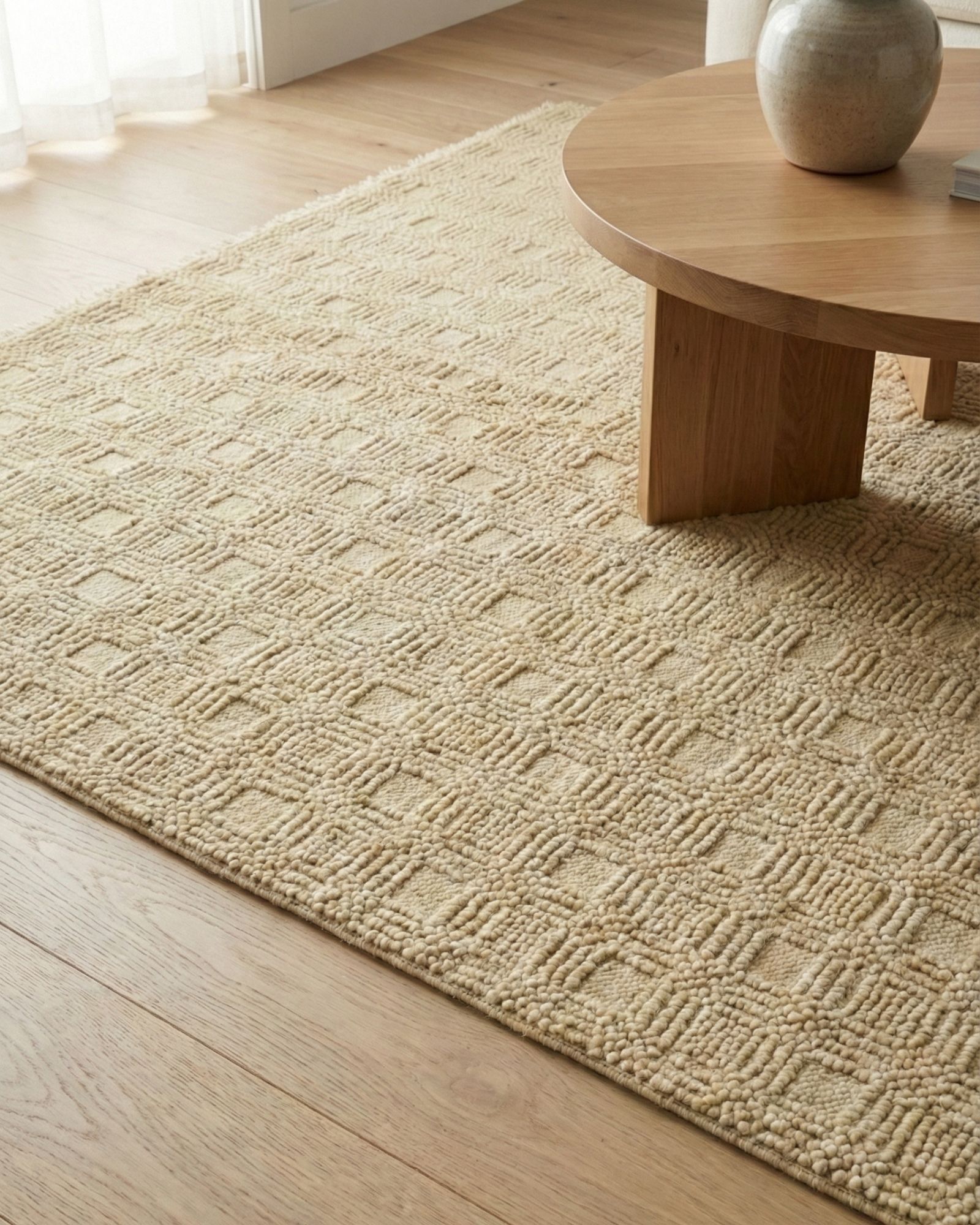 Jute Textured Natural Rug, India modern rug, in ivory, Wool, 213 × 304 cm (7'0" × 10'0"), Nasim Carpets Malaysia — view 2