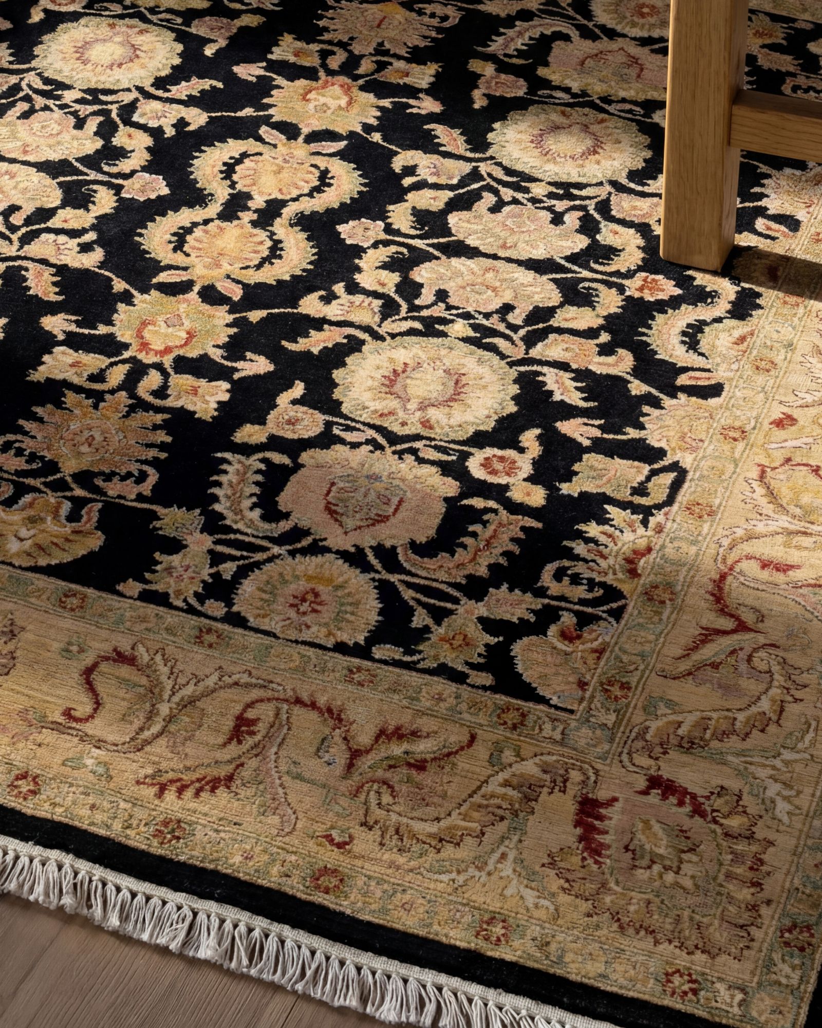 Chobi Ziegler Black & Gold, Pakistan persian rug, in black, Wool, 243 × 304 cm (8'0" × 10'0"), Nasim Carpets Malaysia — view 2