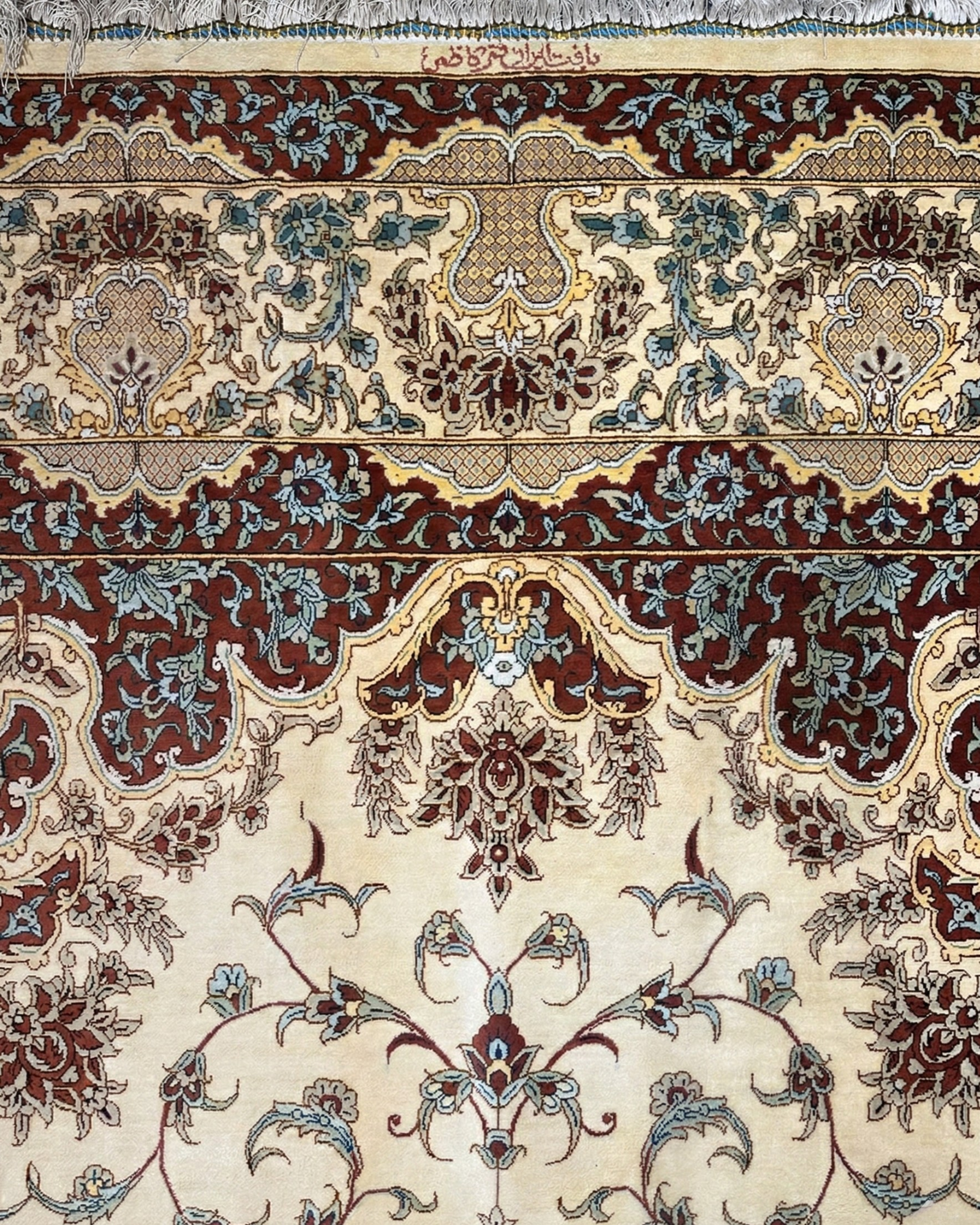 Qum Ivory Field Medallion, Tabriz persian rug, in ivory, Pure Silk, 213 × 305 cm (7'0" × 10'0"), Nasim Carpets Malaysia — view 2