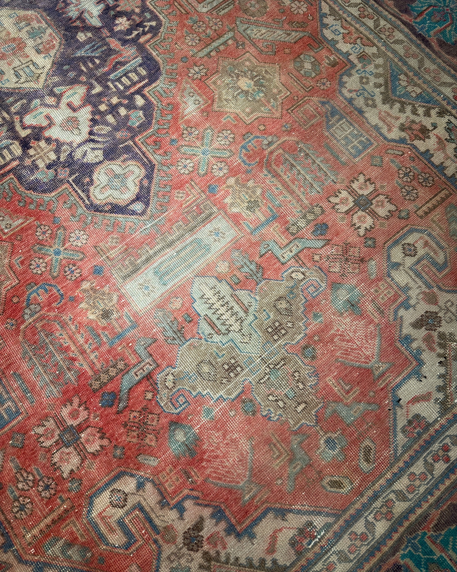 Vintage Kashan Coral Medallion, Kashan persian rug, in rust / terracotta, Wool, 213 × 305 cm (7'0" × 10'0"), Nasim Carpets Malaysia — view 3
