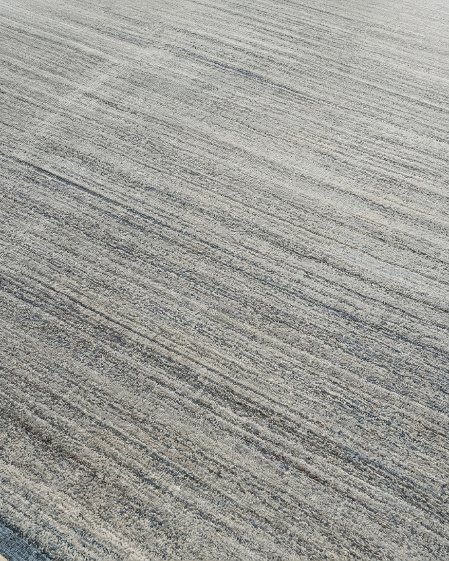 Nepal Striated Grey Rug, Nepal modern rug, in silver grey, Wool, 274 × 363 cm (9'0" × 11'11"), Nasim Carpets Malaysia — view 3