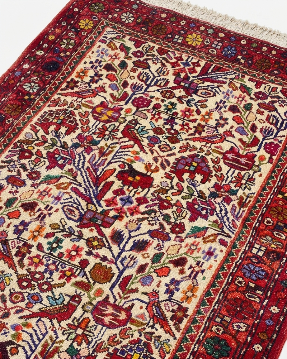 Bakhtiari Tree of Life Ivory, Bakhtiari, Iran persian rug, in ivory, Wool, 91 × 122 cm (3'0" × 4'0"), Nasim Carpets Malaysia — view 3