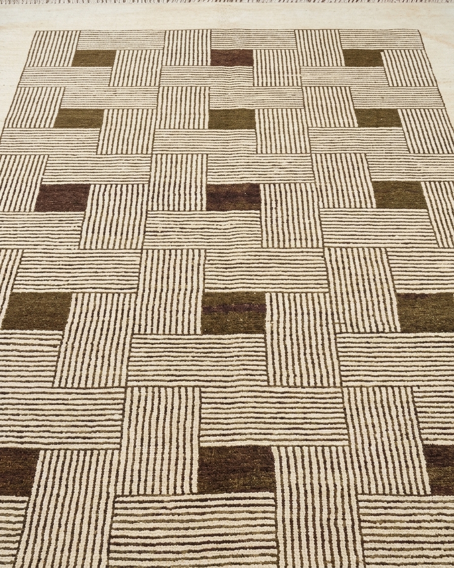 Grid Weave Ivory Rug, Nepal modern rug, in ivory, Wool, 122 × 183 cm (4'0" × 6'0"), Nasim Carpets Malaysia — view 3