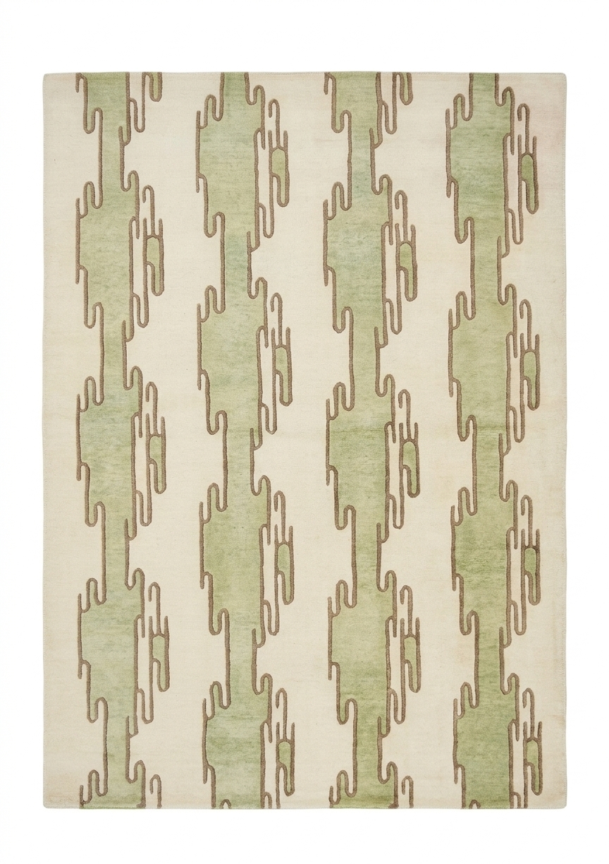 Nepal Cascade Ivory Green, Nepal modern rug, in ivory, Wool, 152 × 238 cm (5'0" × 7'10"), Nasim Carpets Malaysia — view 1