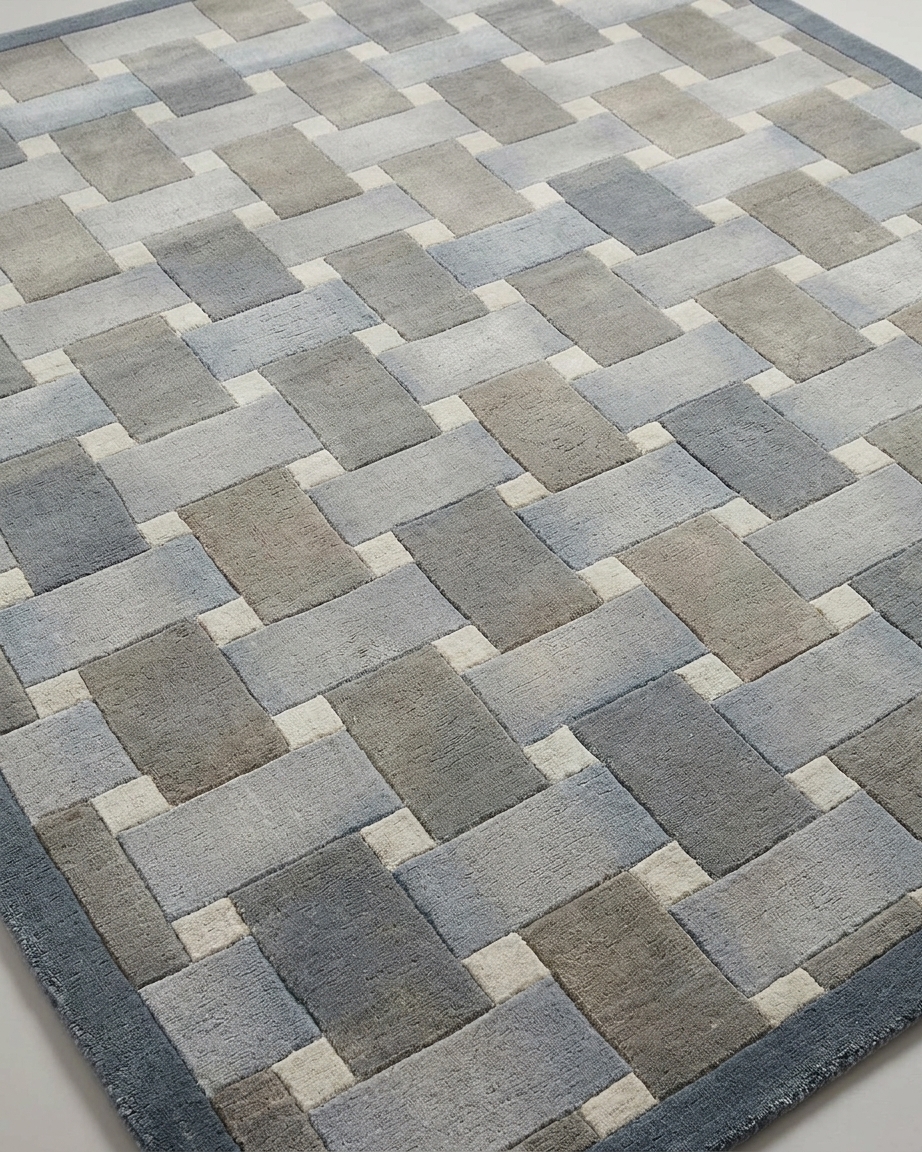 Turkish Basketweave Grey, Turkey modern rug, in smoke grey, Wool, 152 × 216 cm (5'0" × 7'1"), Nasim Carpets Malaysia — view 3