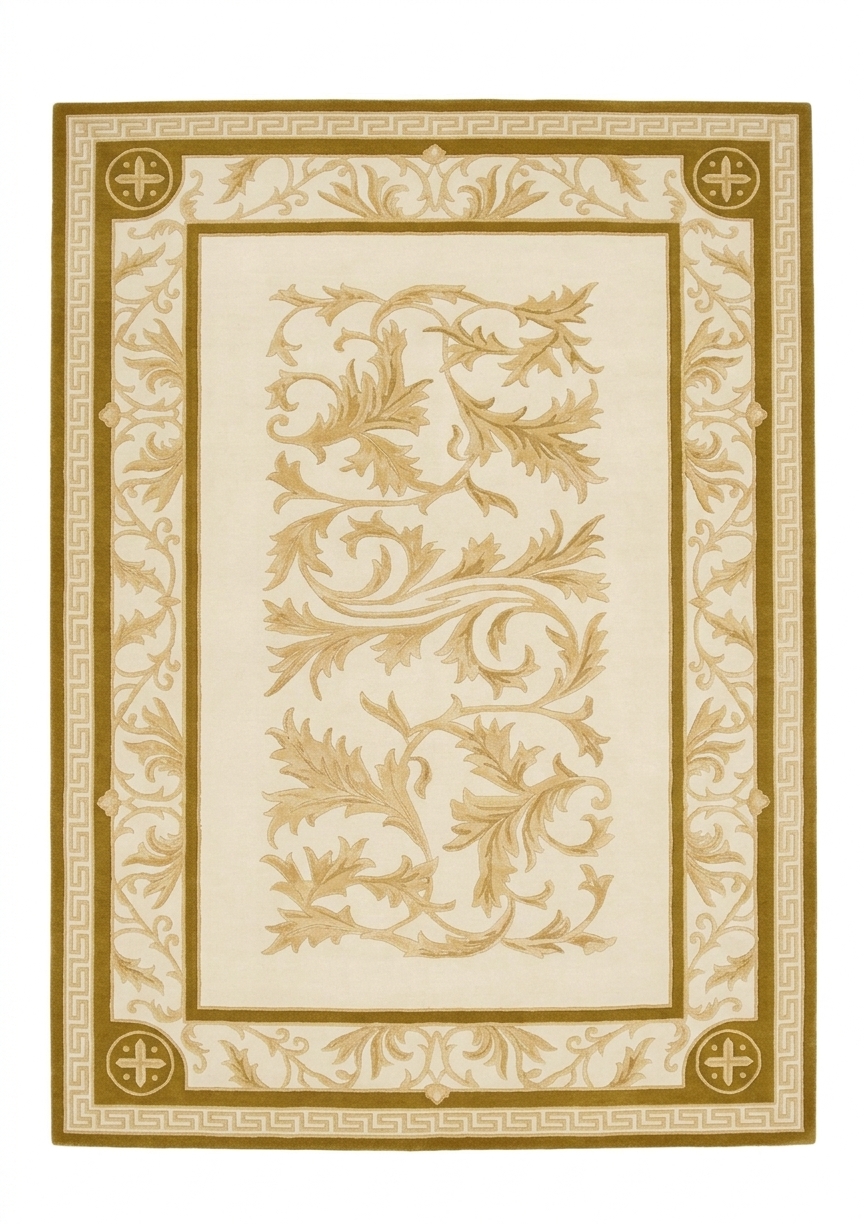 Pakistani Acanthus Scroll Ivory, Pakistan modern rug, in ivory, Wool, 174 × 216 cm (5'9" × 7'1"), Nasim Carpets Malaysia — view 1