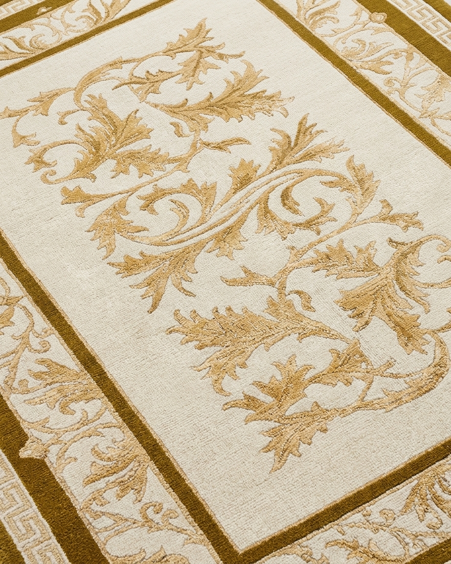 Pakistani Acanthus Scroll Ivory, Pakistan modern rug, in ivory, Wool, 174 × 216 cm (5'9" × 7'1"), Nasim Carpets Malaysia — view 3
