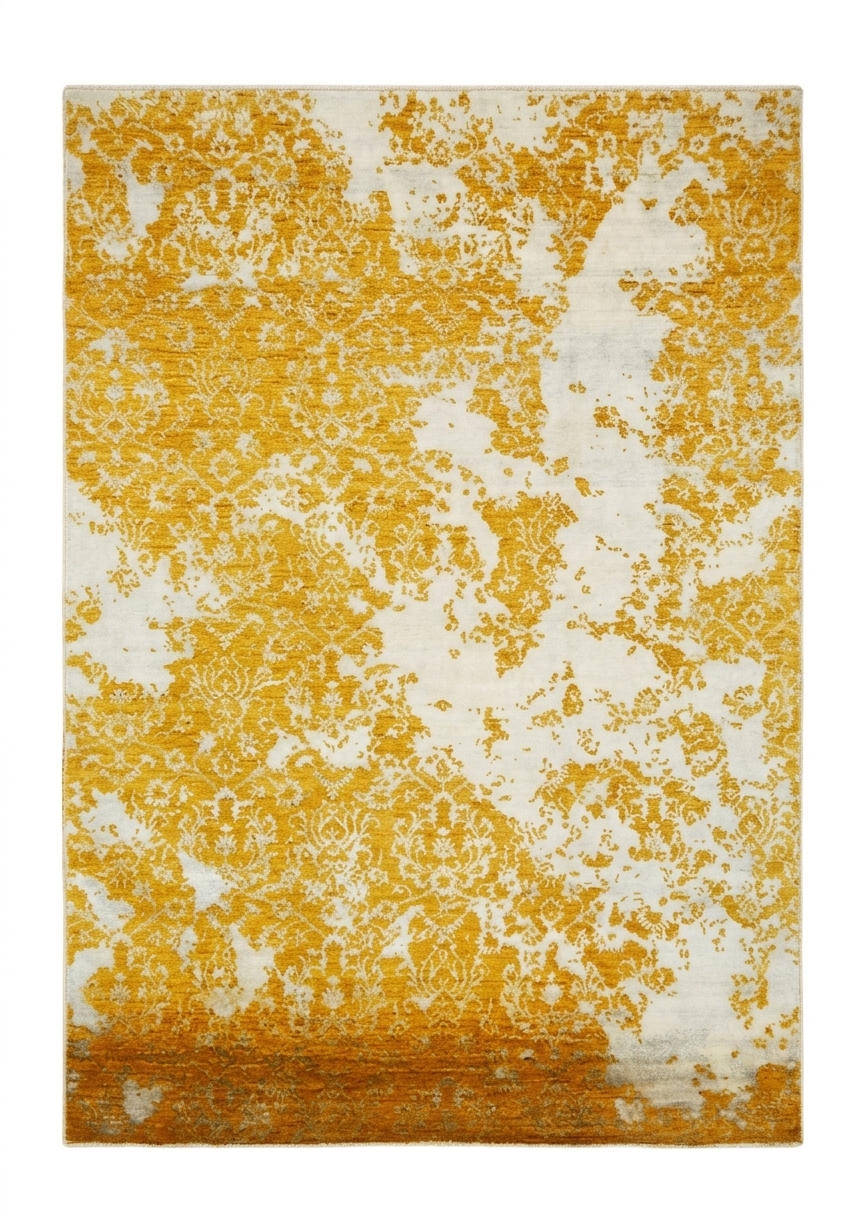 Jaipur Erased Damask Gold, Jaipur, India modern rug, in saffron gold, Wool, 183 × 277 cm (6'0" × 9'1"), Nasim Carpets Malaysia — view 1