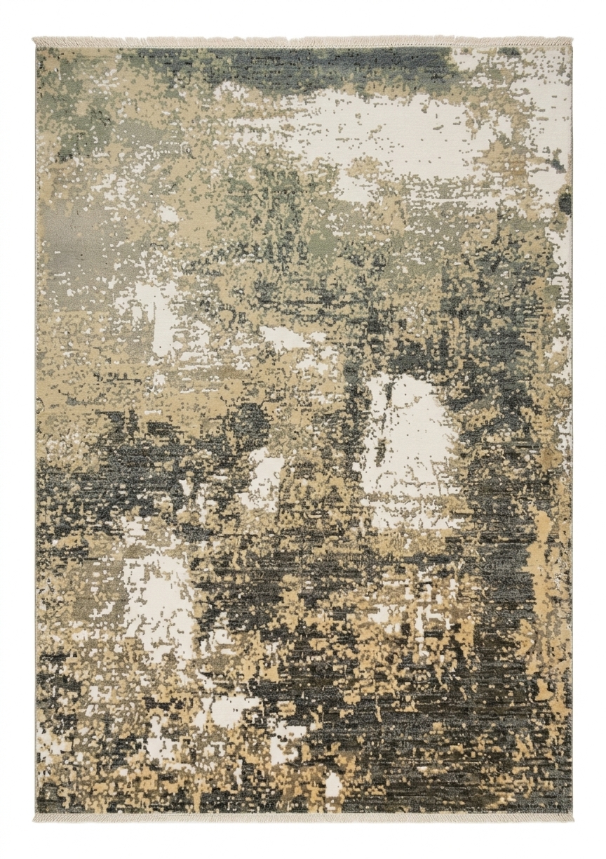 Afghan Galaxy Abstract Cream Grey, Afghanistan modern rug, in cream, Wool, 146 × 186 cm (4'9" × 6'1"), Nasim Carpets Malaysia — view 1
