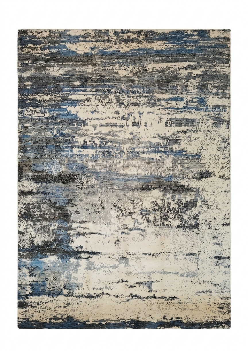 Afghan Galaxy Abstract Blue, Afghanistan modern rug, in cream, Wool, 183 × 287 cm (6'0" × 9'5"), Nasim Carpets Malaysia — view 1