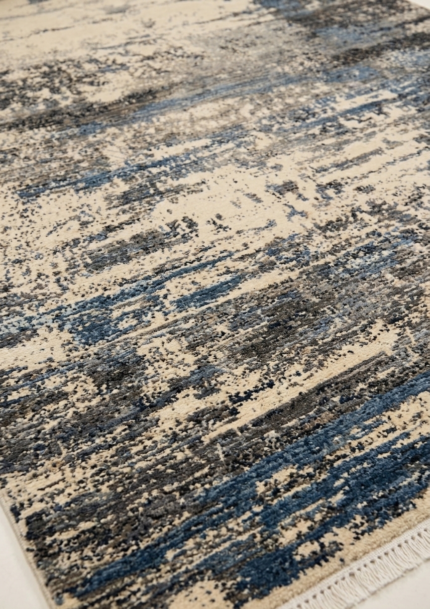 Afghan Galaxy Abstract Blue, Afghanistan modern rug, in cream, Wool, 183 × 287 cm (6'0" × 9'5"), Nasim Carpets Malaysia — view 3