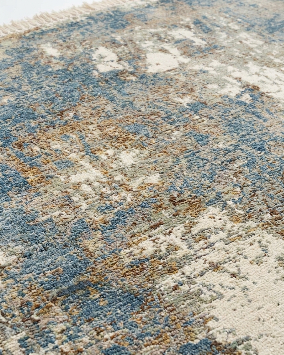 Tibetan Abstract Erosion Blue, Nepal modern rug, in steel blue, Wool, 140 × 186 cm (4'7" × 6'1"), Nasim Carpets Malaysia — view 3