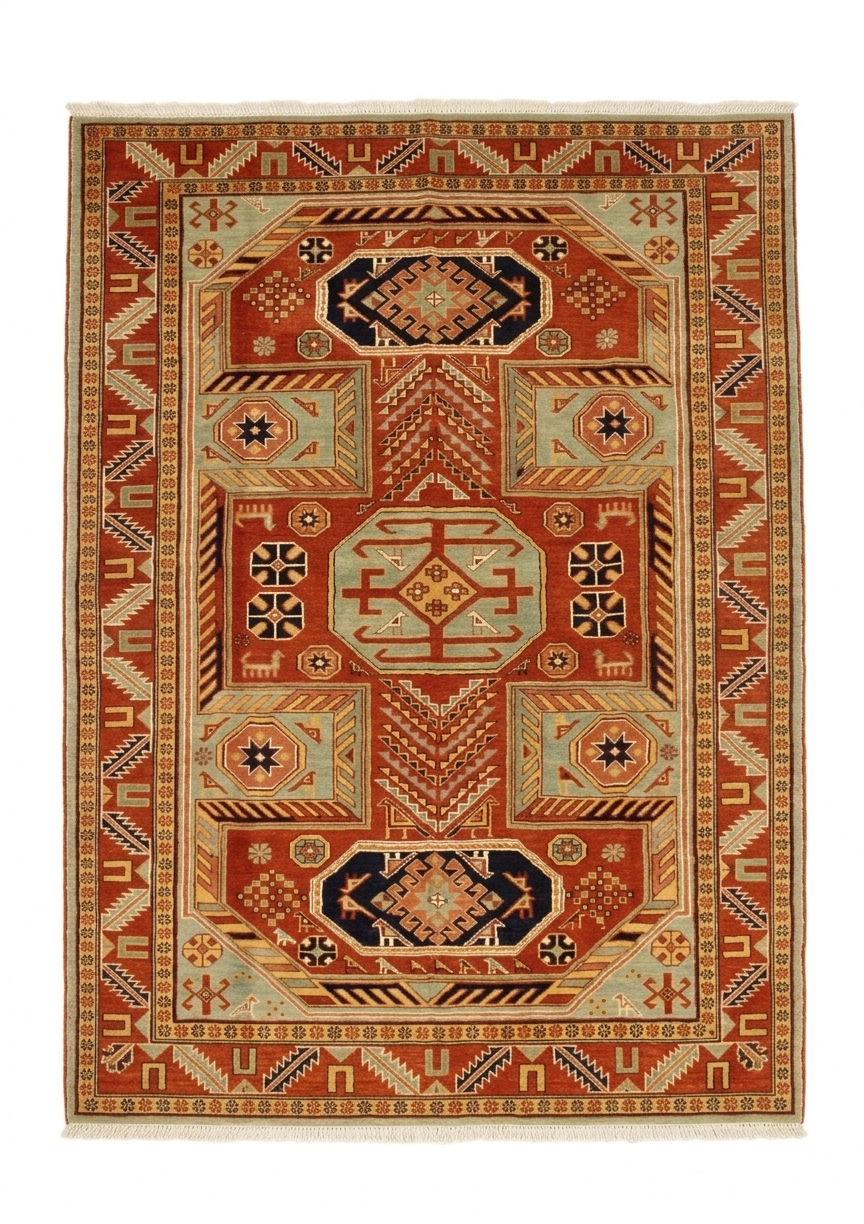 Kazak Lesghi Star Rust, Kazak, Caucasus persian rug, in terracotta red, Wool, 168 × 274 cm (5'6" × 9'0"), Nasim Carpets Malaysia — view 1