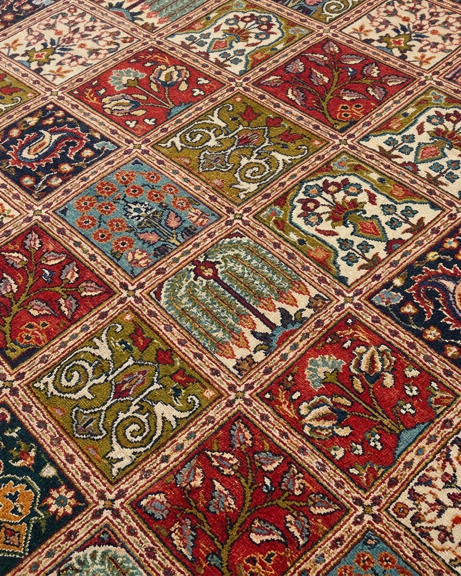 Moud Compartmental Garden Red, Iran persian rug, in madder red, Wool, 296 × 369 cm (9'9" × 12'1"), Nasim Carpets Malaysia — view 3