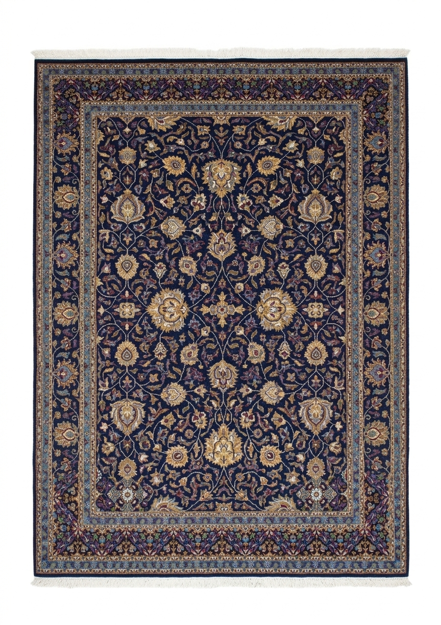 Moud Herati All-Over Navy, Moud, Iran persian rug, in navy blue, Wool, 299 × 396 cm (9'10" × 13'0"), Nasim Carpets Malaysia — view 1