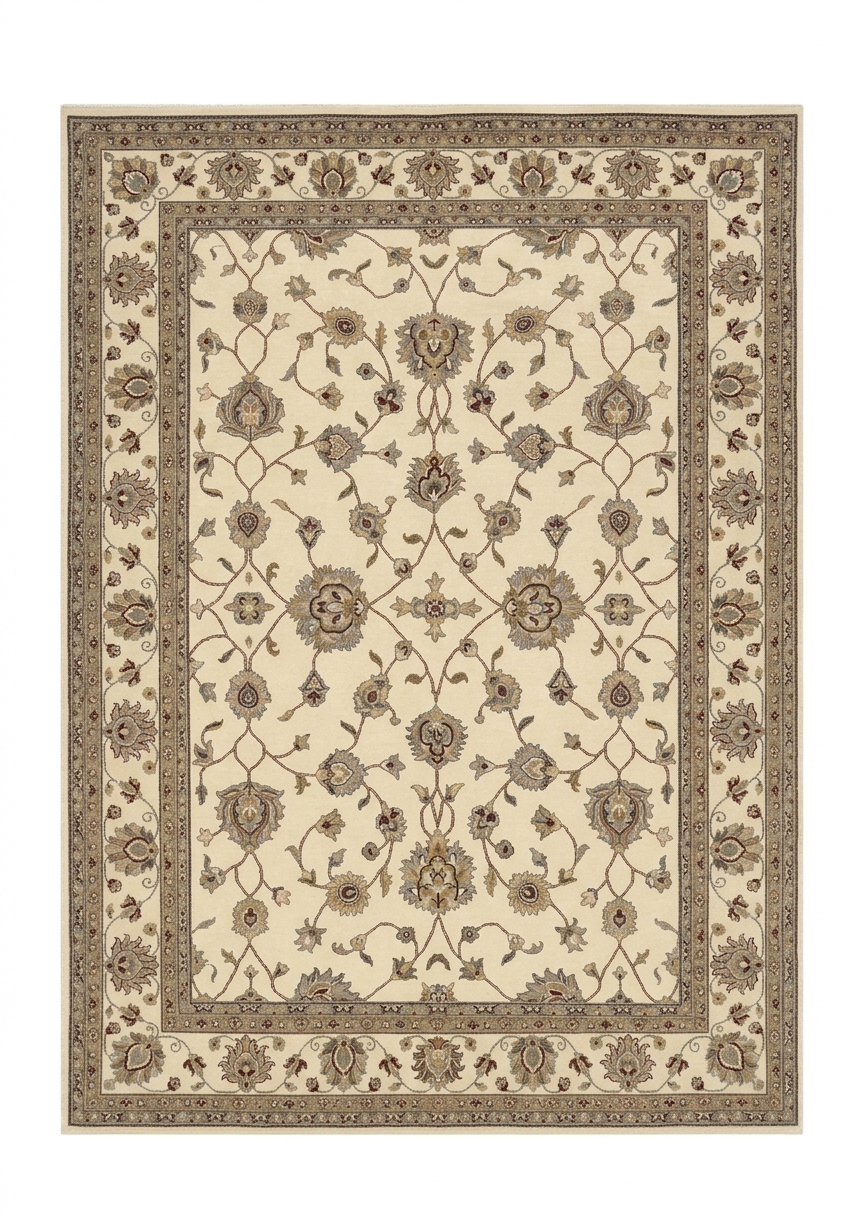 Tabriz Lattice Floral Ivory, Lahore, Pakistan persian rug, in ivory, Wool, 274 × 378 cm (9'0" × 12'5"), Nasim Carpets Malaysia — view 1