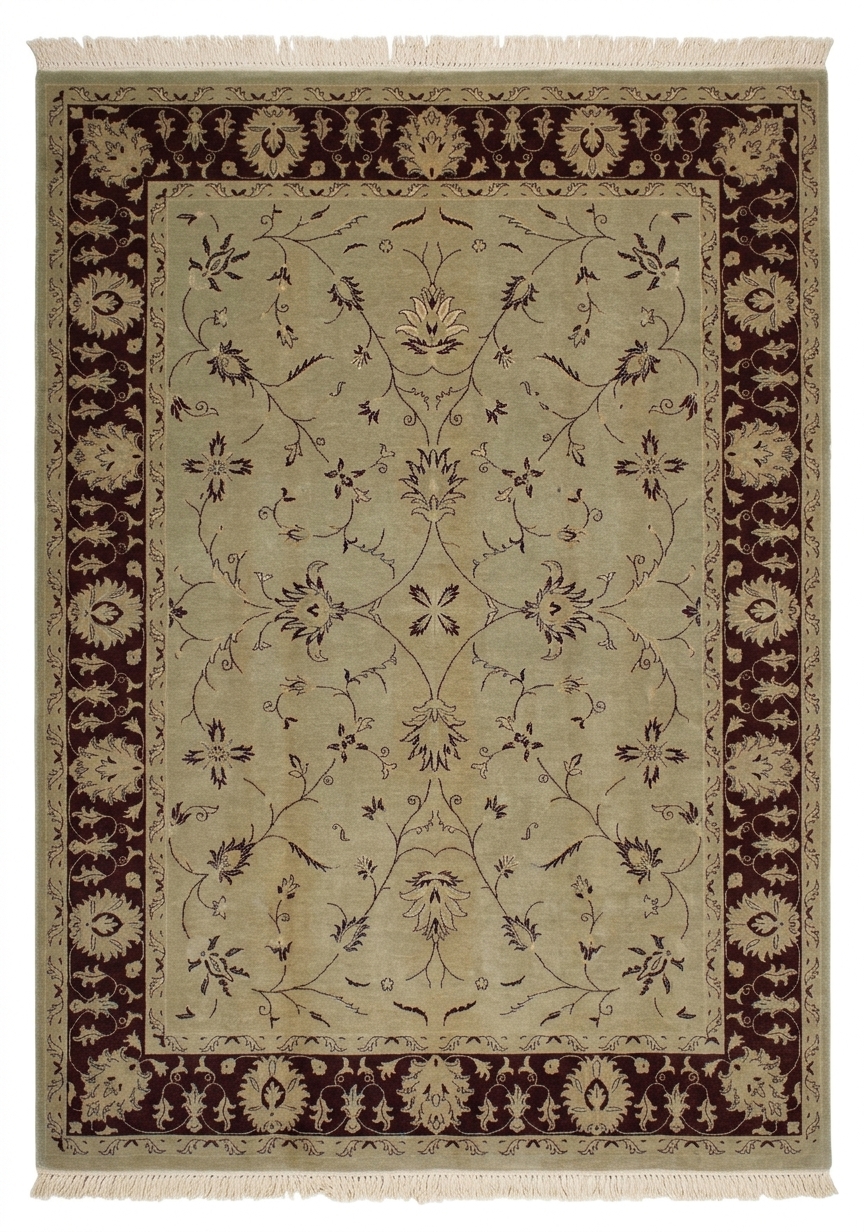 Peshawar Vine Scroll Sage, Peshawar, Pakistan persian rug, in sage green, Wool, 274 × 366 cm (9'0" × 12'0"), Nasim Carpets Malaysia — view 1