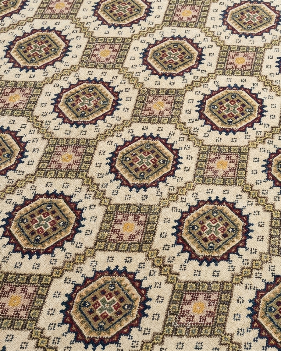 Bukhara Tekke Gul Ivory, Peshawar, Pakistan persian rug, in ivory, Wool, 302 × 402 cm (9'11" × 13'2"), Nasim Carpets Malaysia — view 3