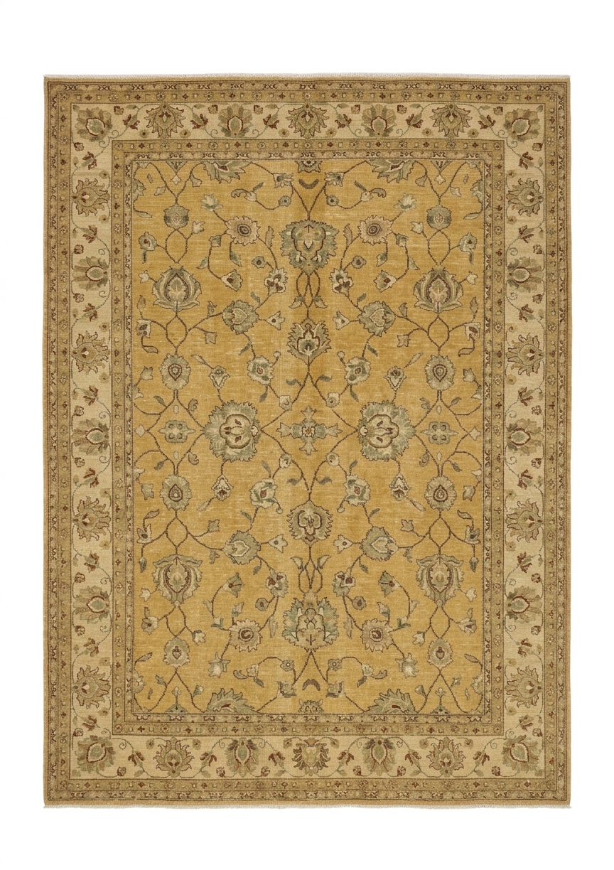 Kashan All-Over Floral Gold, Kashan, Iran persian rug, in antique gold, Wool, 302 × 378 cm (9'11" × 12'5"), Nasim Carpets Malaysia — view 1