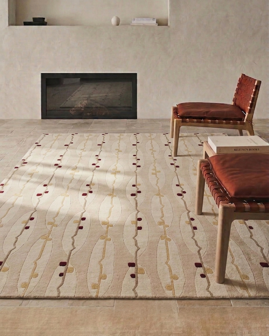 Tibetan Vine Scroll Cream, Nepal modern rug, in cream, Wool, 180 × 256 cm (5'11" × 8'5"), Nasim Carpets Malaysia — view 2