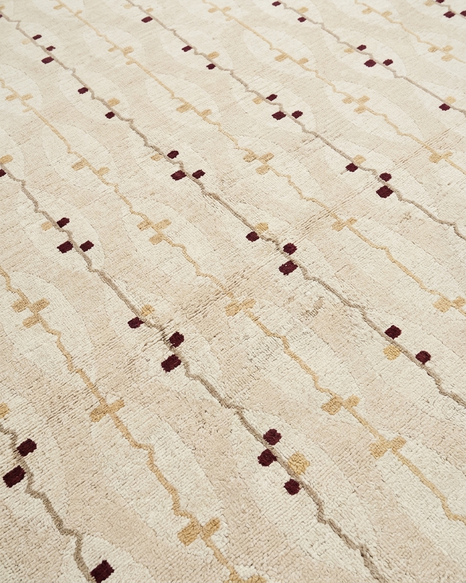Tibetan Vine Scroll Cream, Nepal modern rug, in cream, Wool, 180 × 256 cm (5'11" × 8'5"), Nasim Carpets Malaysia — view 3