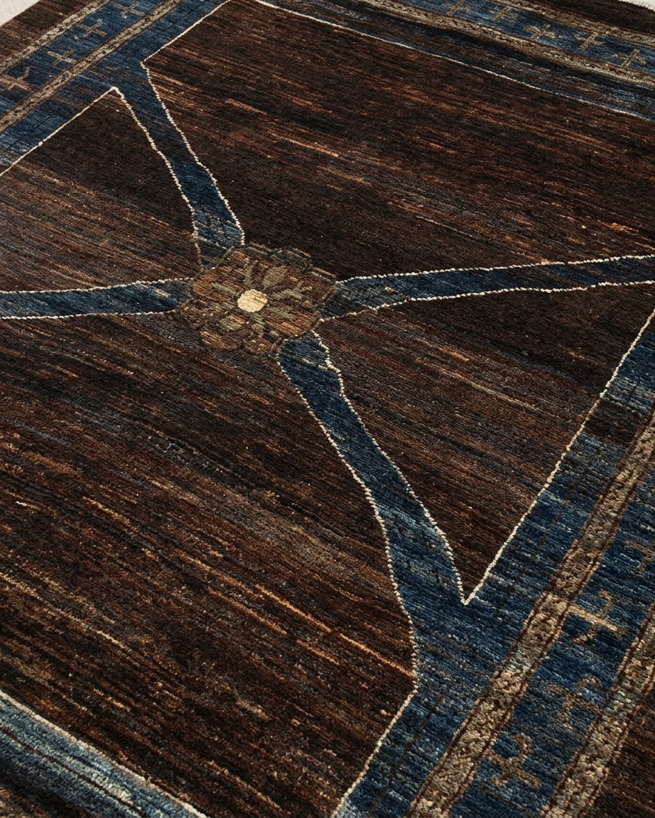 Gabbeh Medallion Brown, Shiraz, Iran modern rug, in chocolate brown, Wool, 125 × 198 cm (4'1" × 6'6"), Nasim Carpets Malaysia — view 3