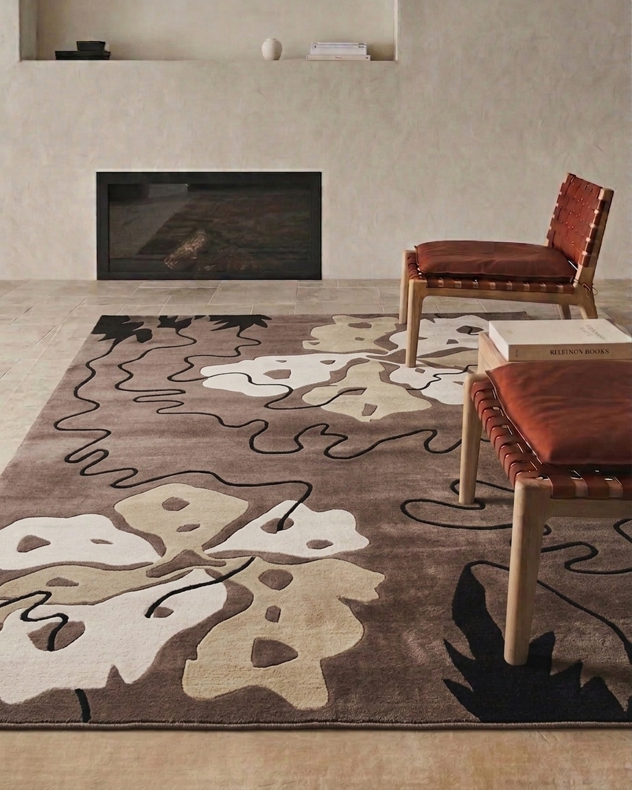 Tibetan Abstract Organic Taupe, Nepal modern rug, in taupe, Wool, 177 × 241 cm (5'10" × 7'11"), Nasim Carpets Malaysia — view 2