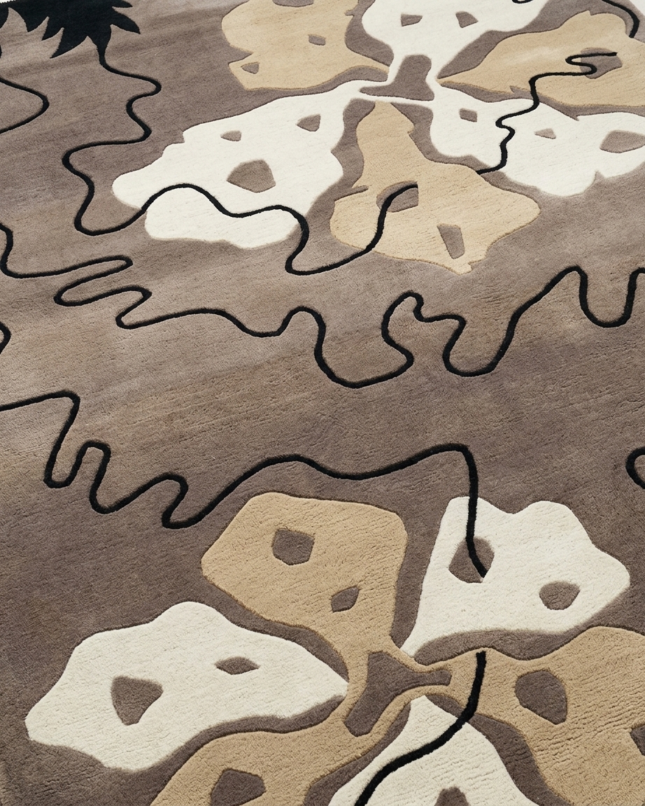 Tibetan Abstract Organic Taupe, Nepal modern rug, in taupe, Wool, 177 × 241 cm (5'10" × 7'11"), Nasim Carpets Malaysia — view 3