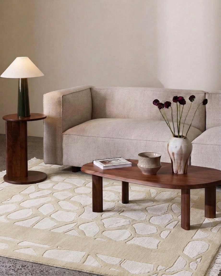 Tibetan Pebble Mosaic Cream, Nepal modern rug, in cream, Wool, 91 × 152 cm (3'0" × 5'0"), Nasim Carpets Malaysia — view 2